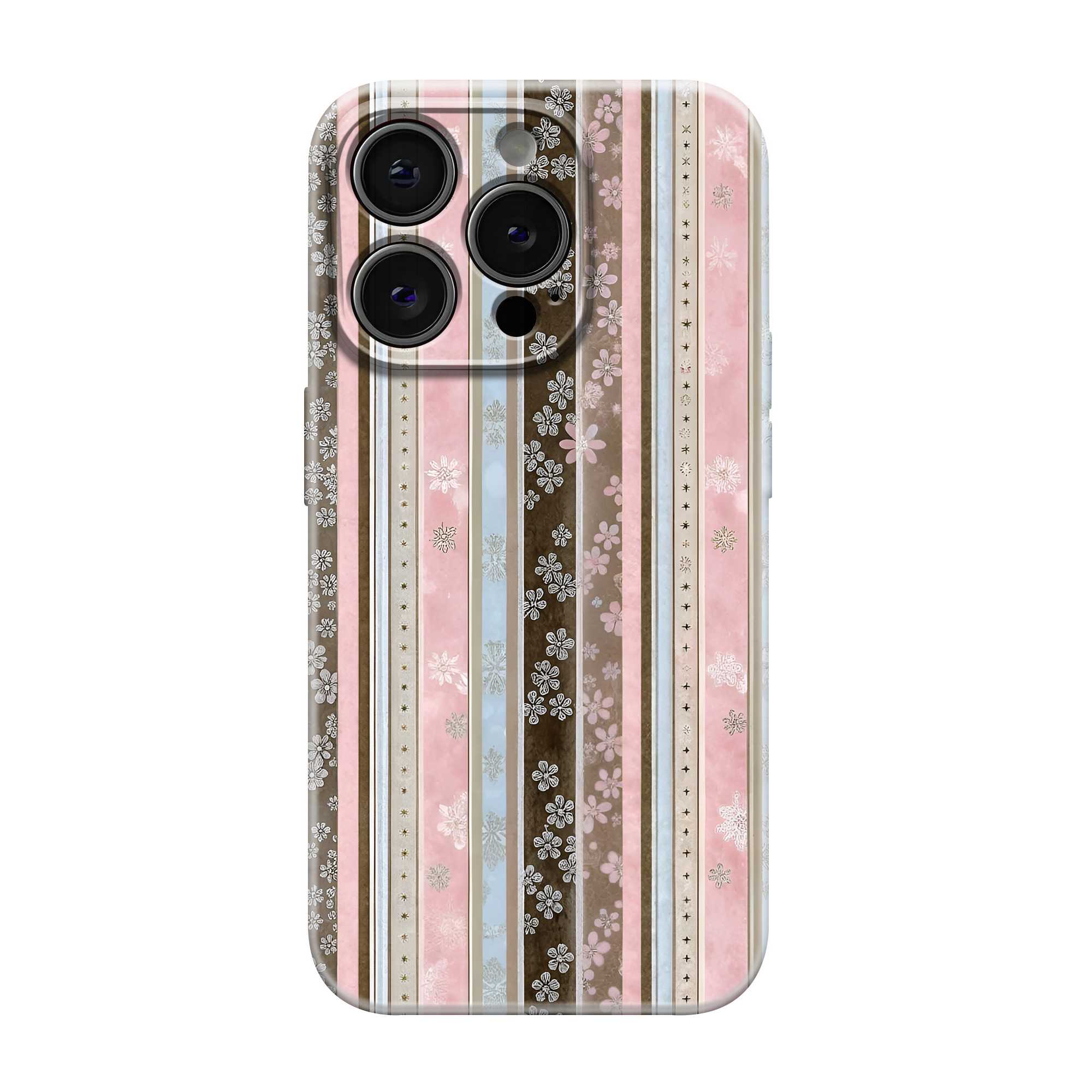 Floral Ribbon Stripe Glossy Hard Case