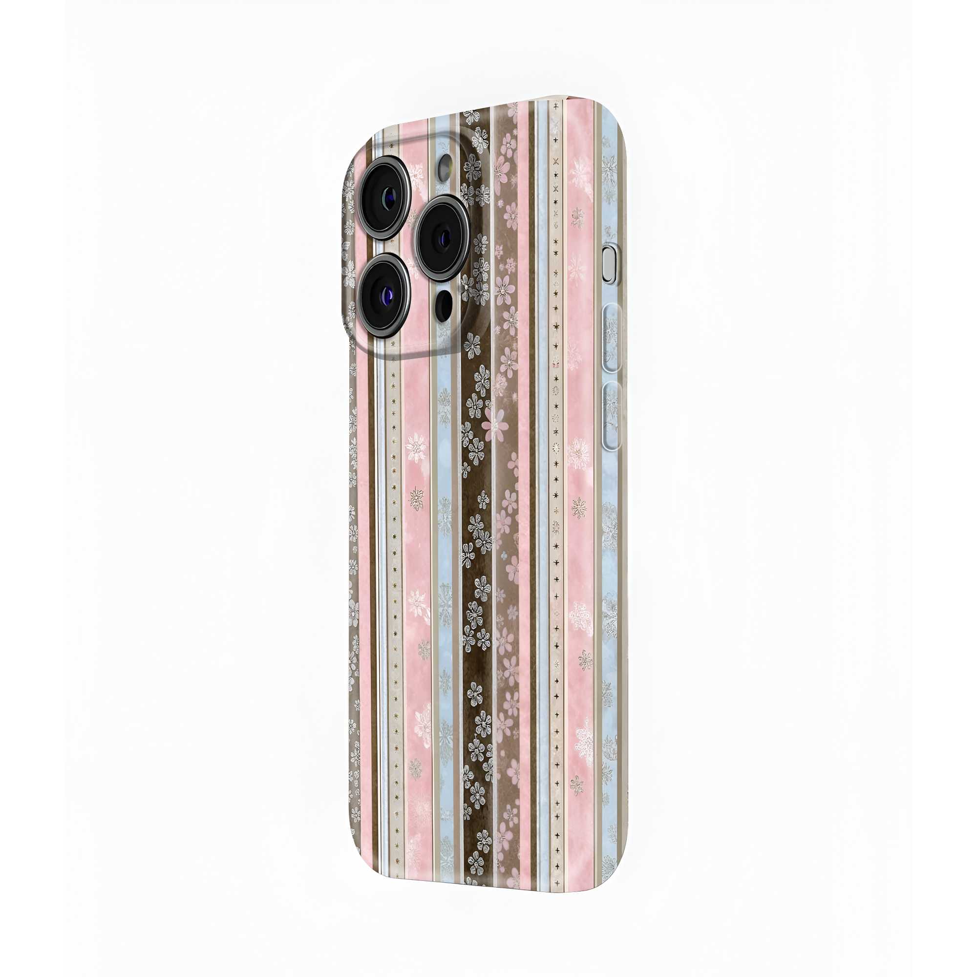 Floral Ribbon Stripe Glossy Hard Case