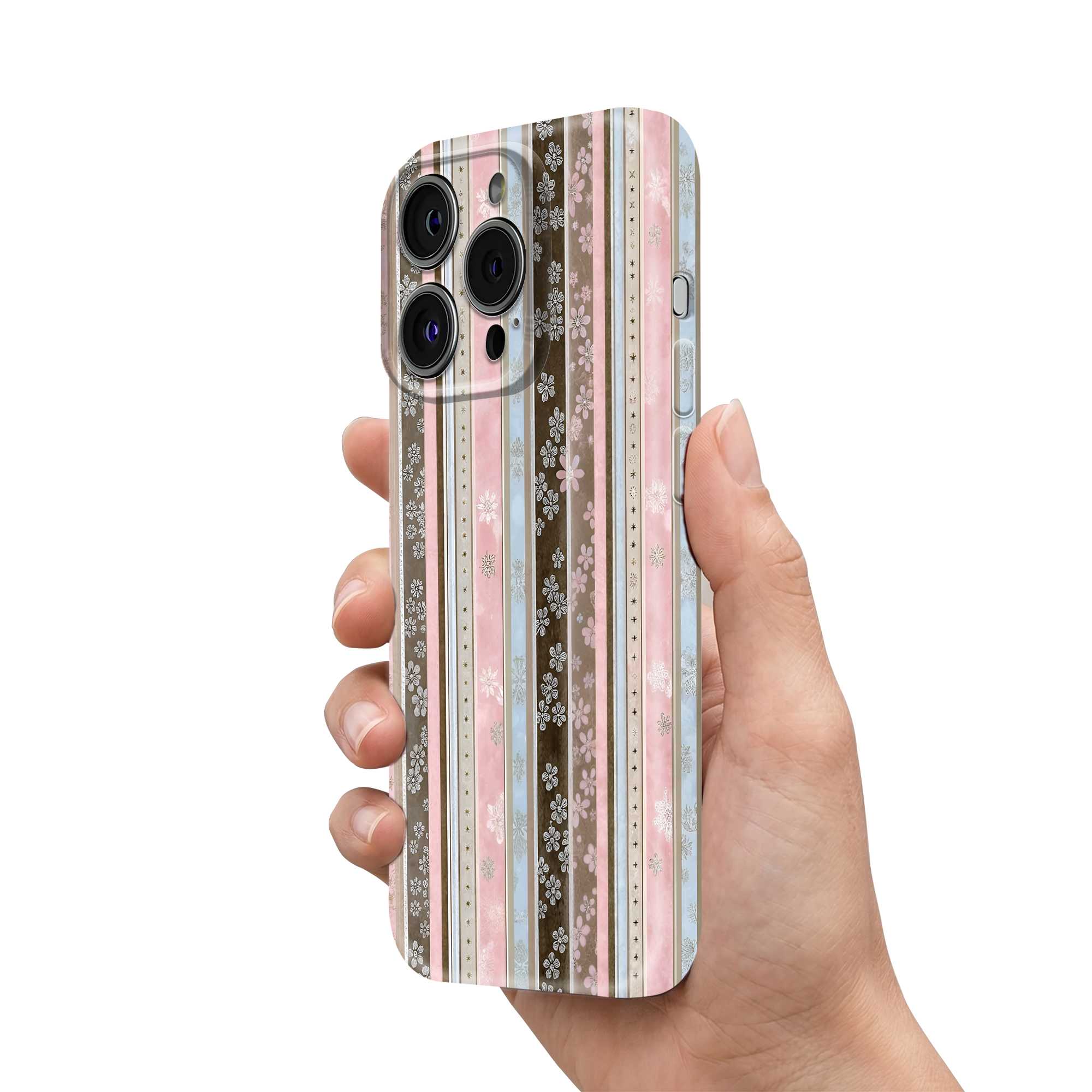 Floral Ribbon Stripe Glossy Hard Case