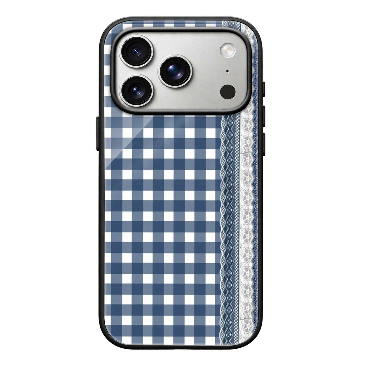 Gingham Denim Glass Case