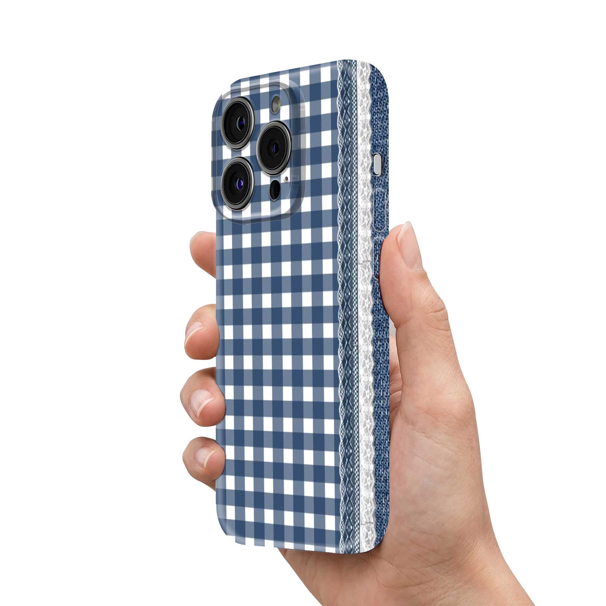 Gingham Denim Glossy Hard Case