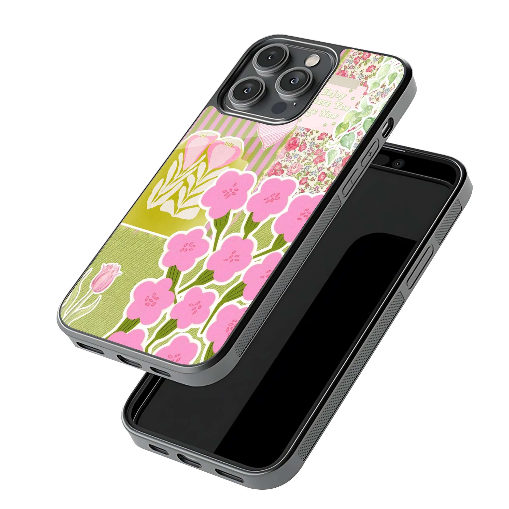 Pink Blossom Garden Glass Case