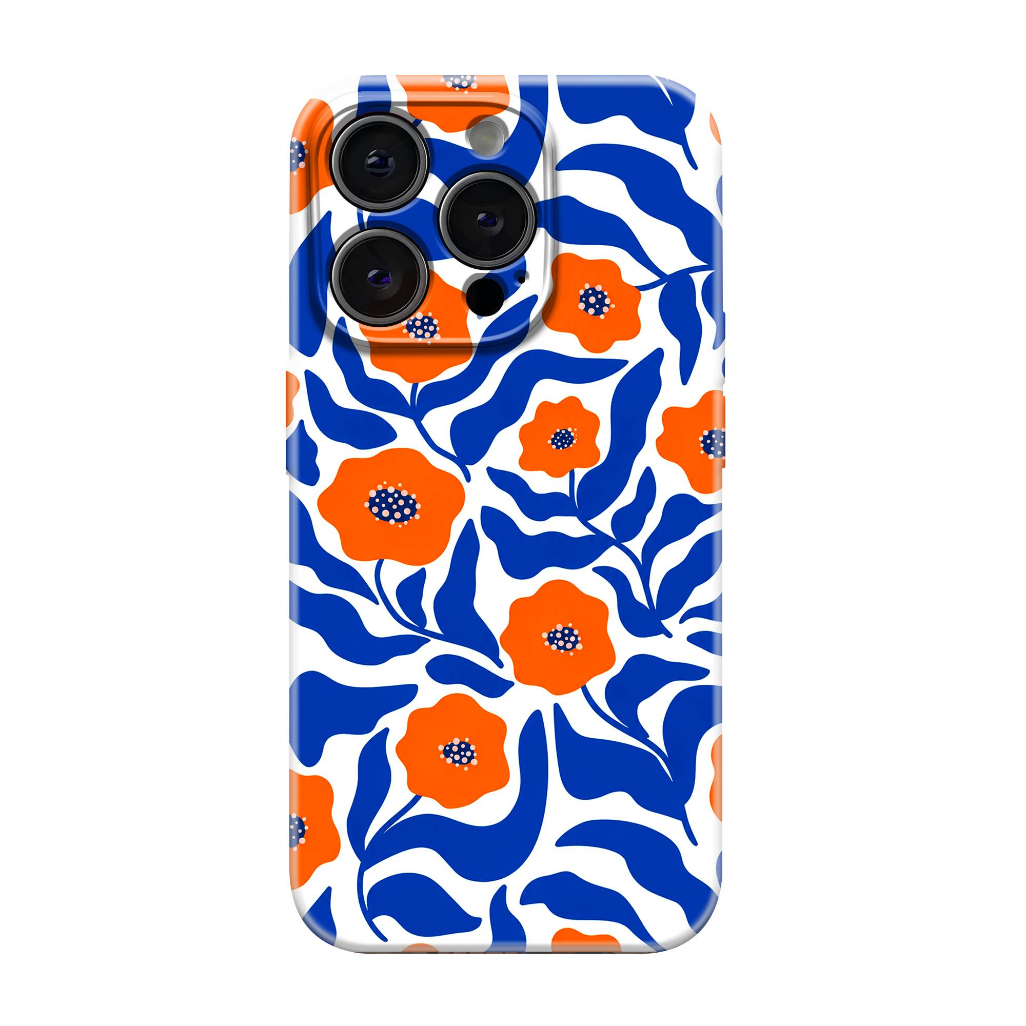 Blue Floral Pattern Glossy Hard Case