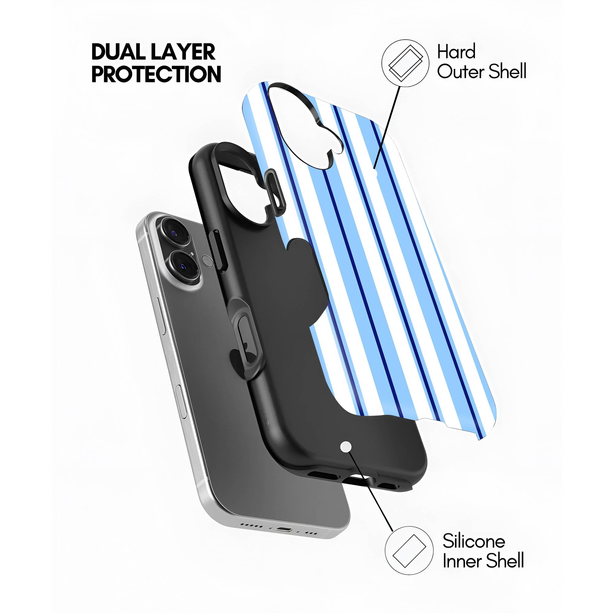 Blue Linen Stripes Dual Guard Case