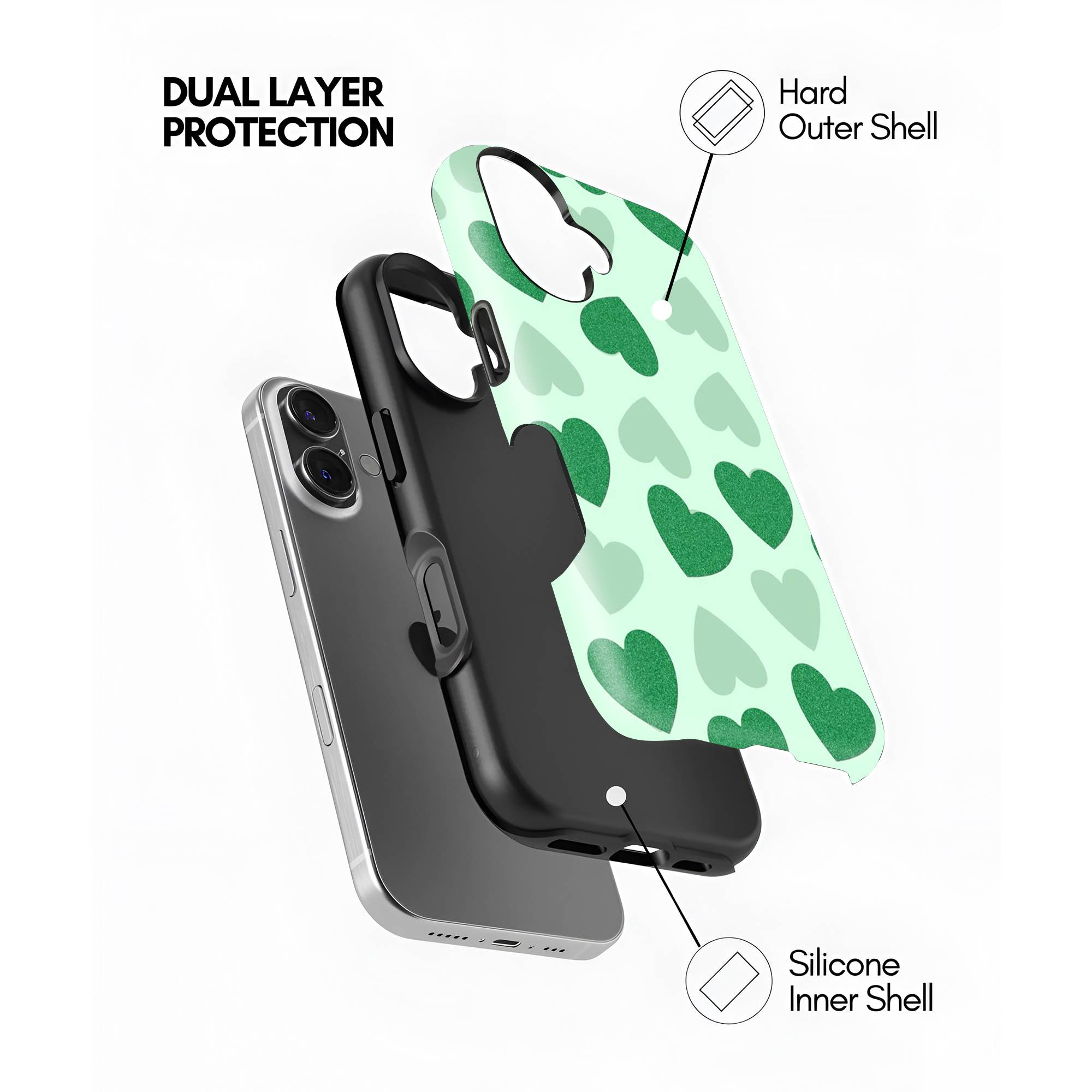 Green Heart Pop Dual Guard Case