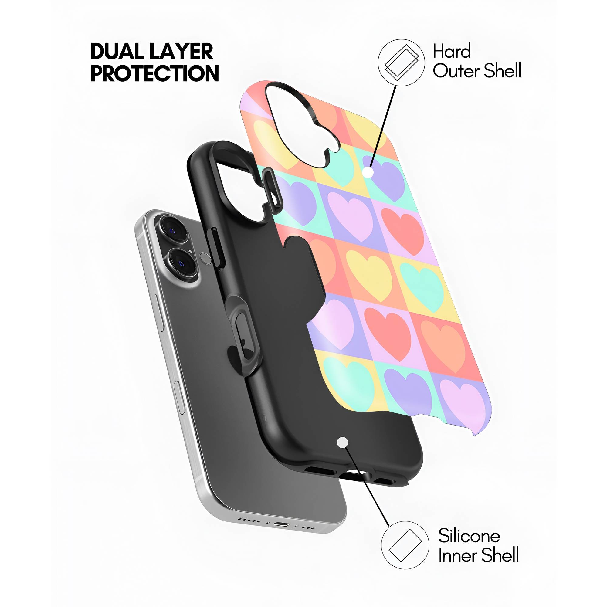 Candy Hearts Grid Dual Guard Case