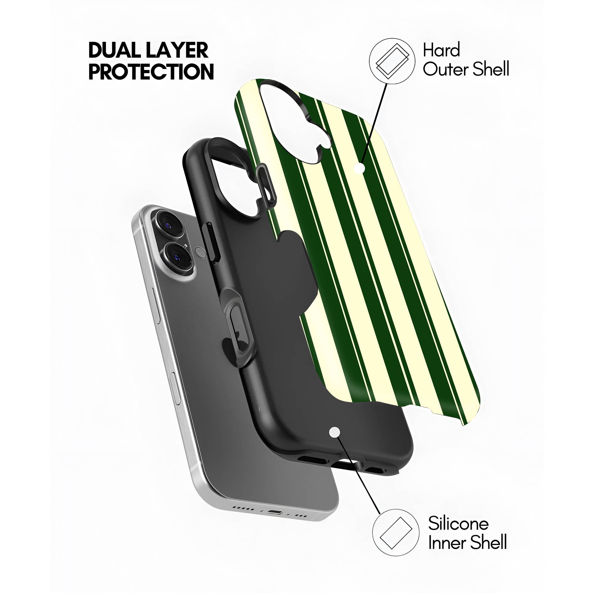 Green and Yellow Stripes Dual Guard Case