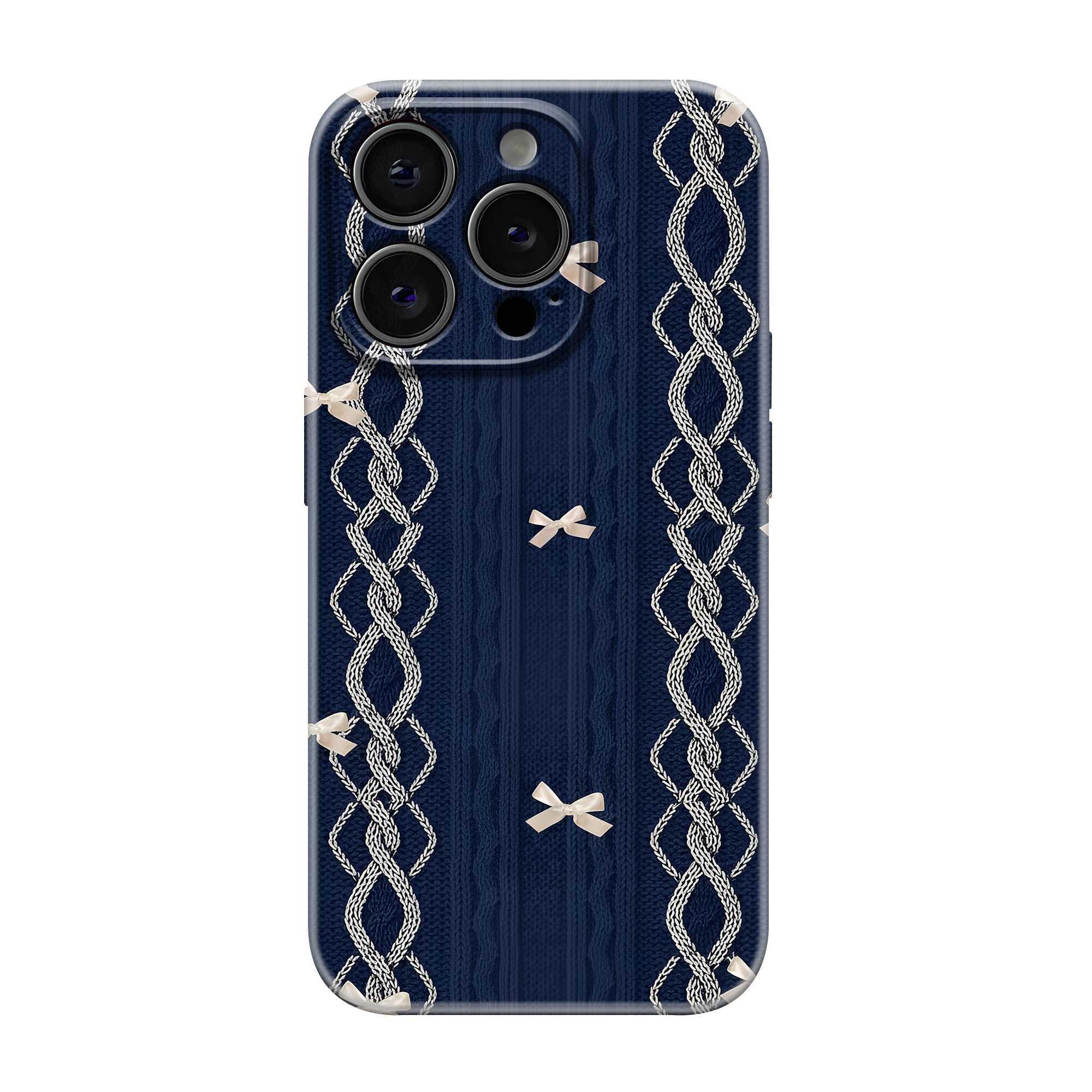 Knit Bow Navy Glossy Hard Case