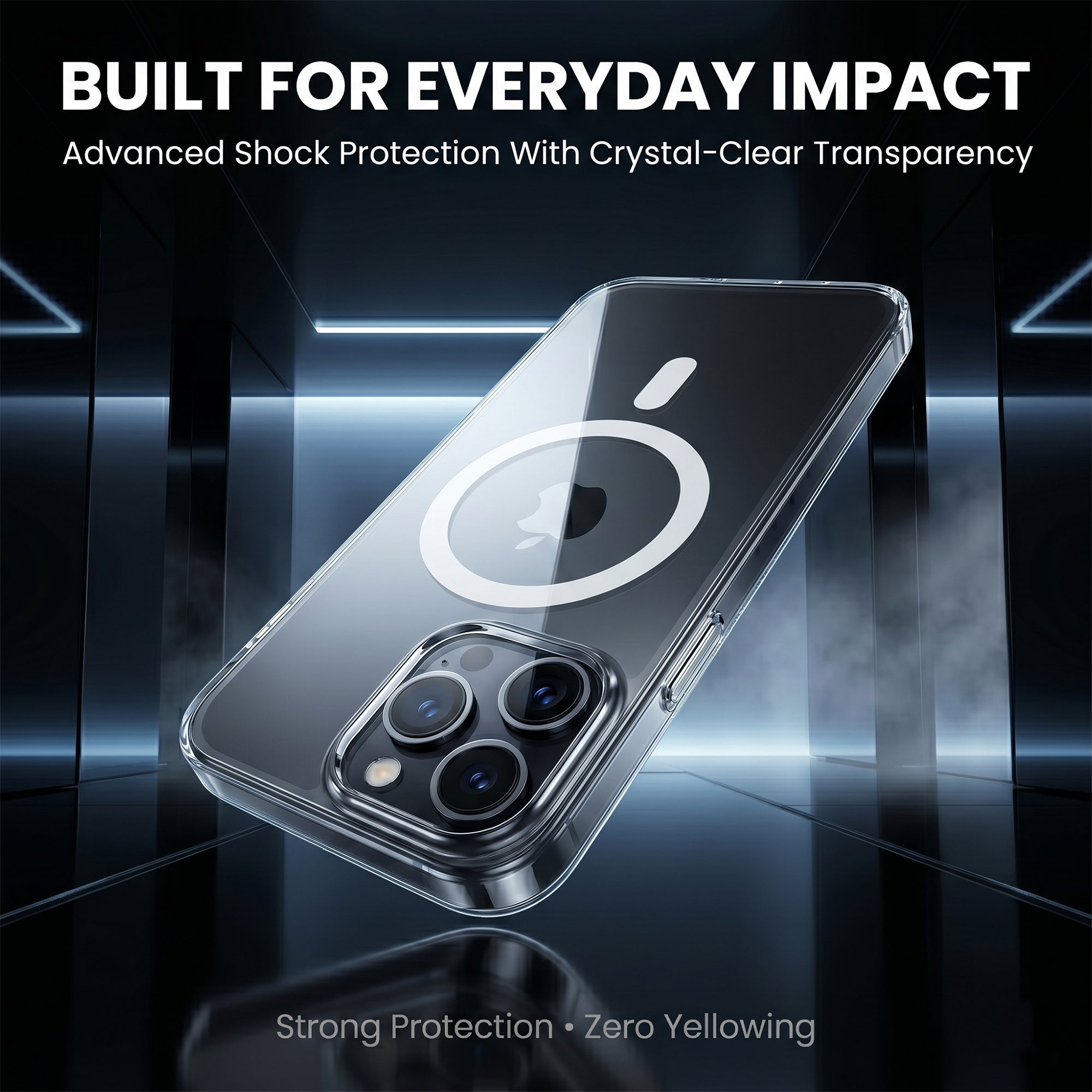 Anti Yellow Crystal Clear iPhone Case. MagSafe Inside.