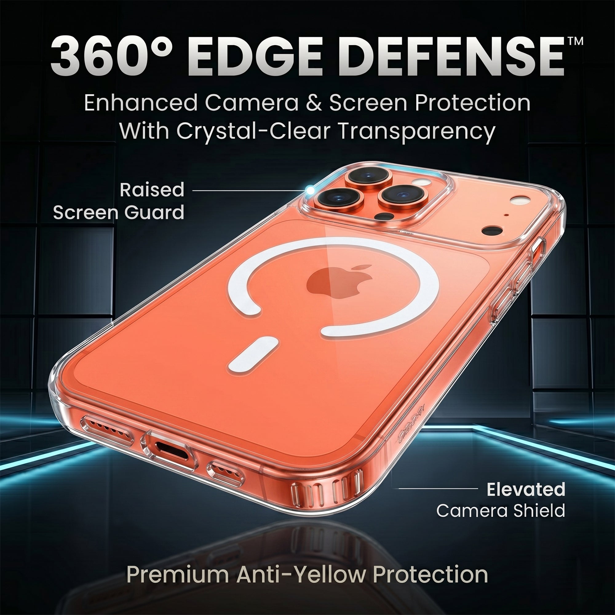 Anti Yellow Crystal Clear iPhone Case. MagSafe Inside.