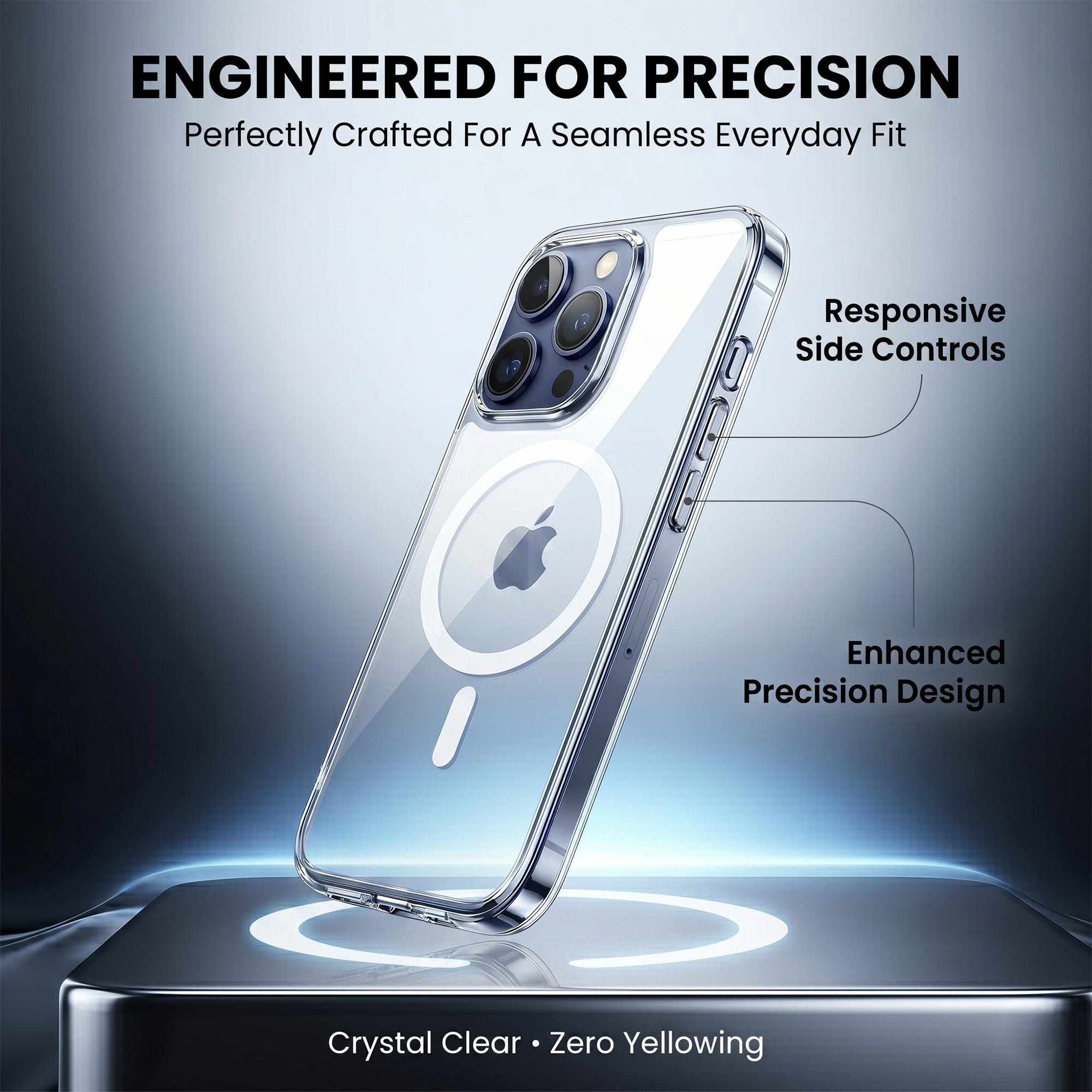 Anti Yellow Crystal Clear iPhone Case. MagSafe Inside.