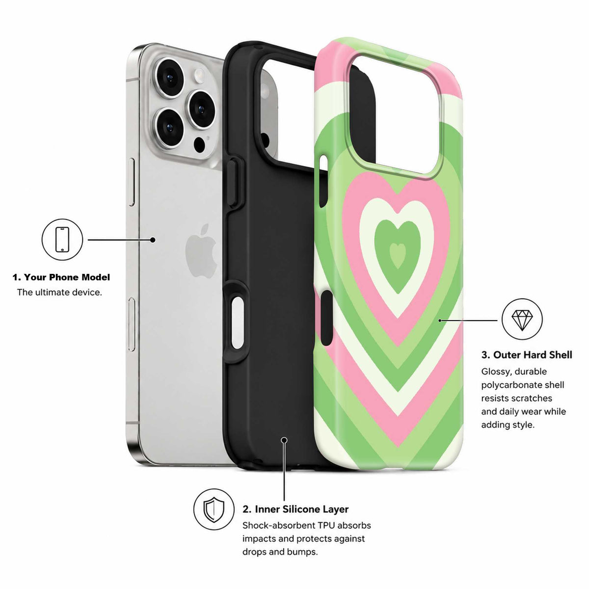 Pastel Heart Waves Dual Guard Case