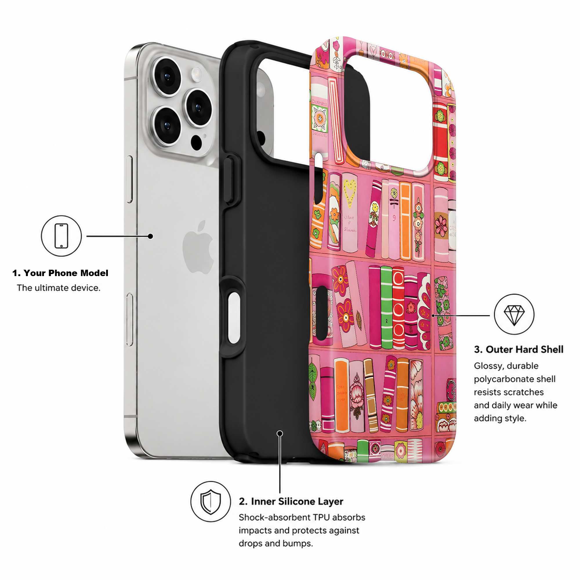 Pink Bookshelf Dual Guard Case