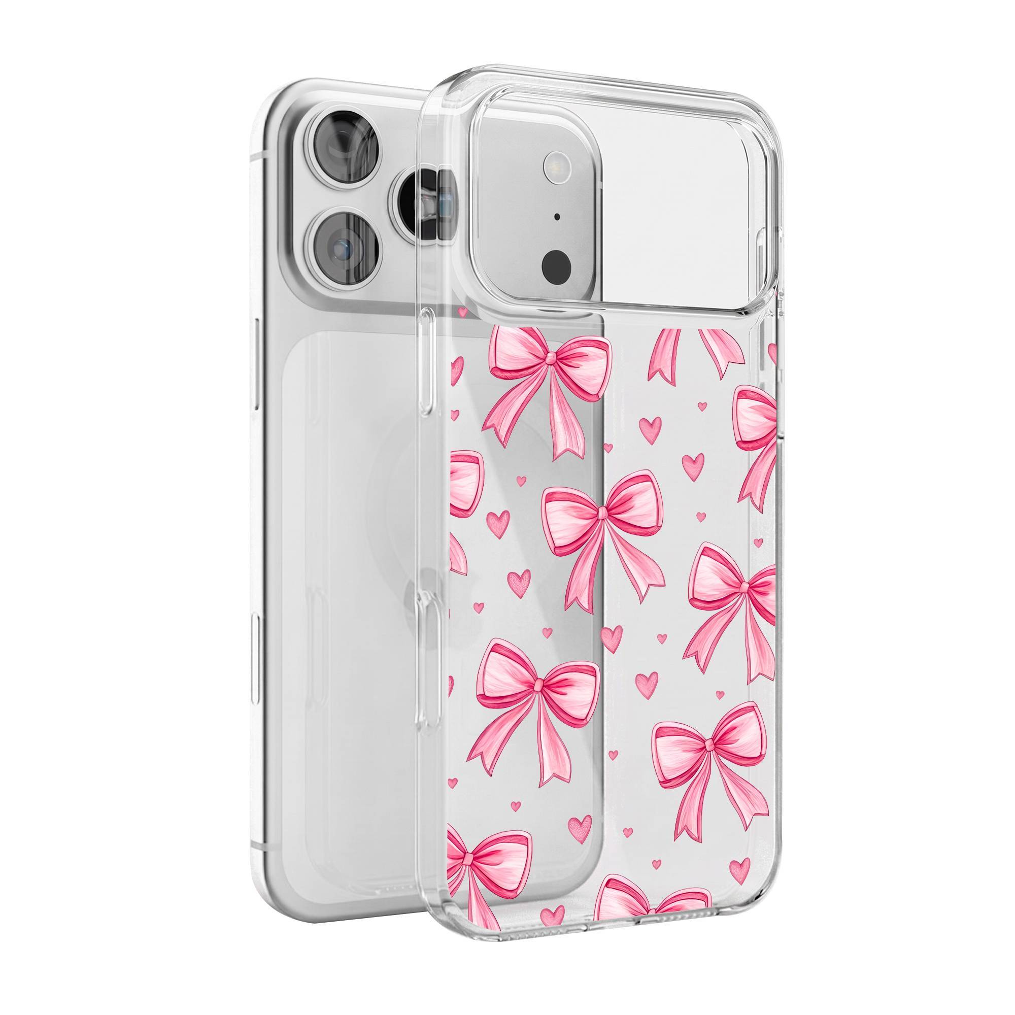 Pink Bow Heart Pattern Soft Clear Case