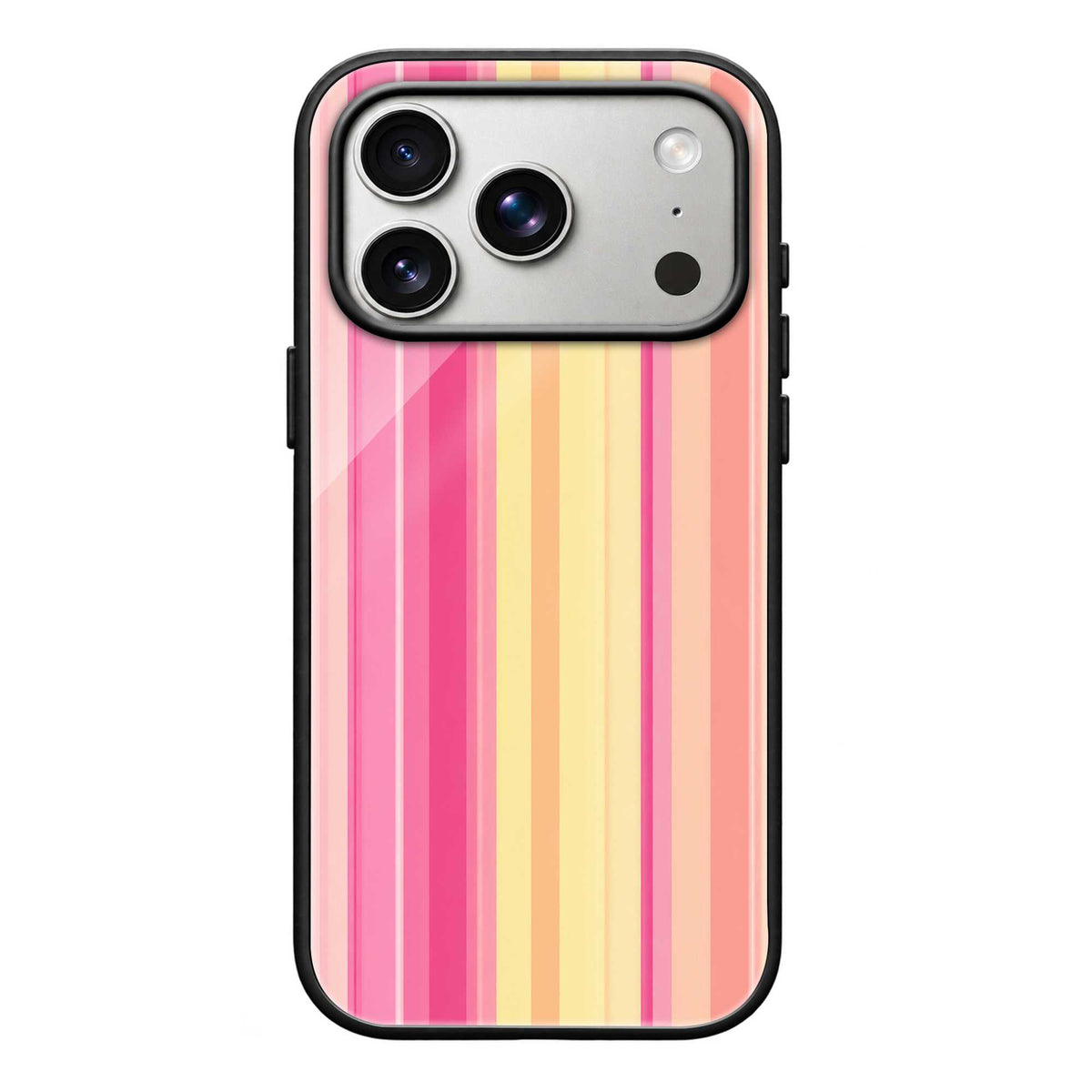 Pink & Yellow Stripes Glass Case