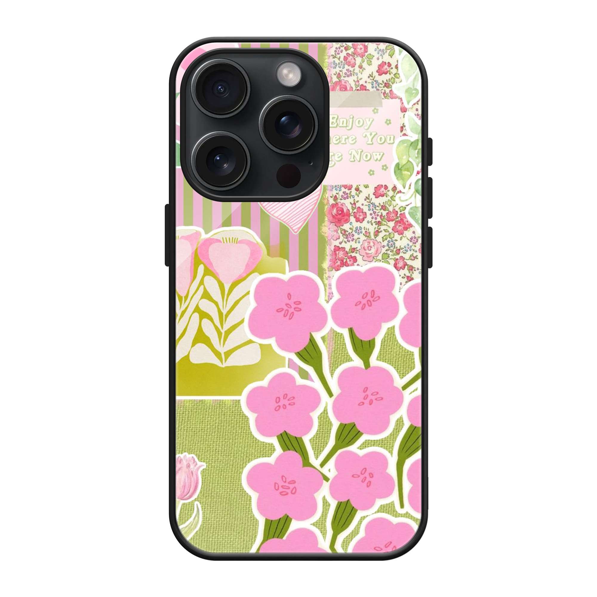 Pink Blossom Garden Glass Case