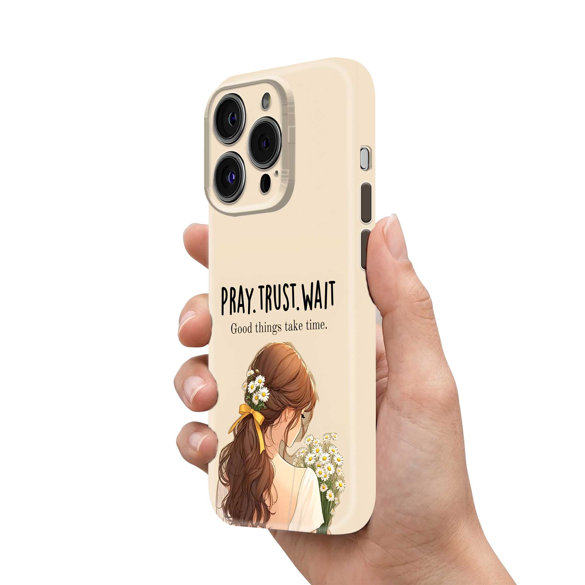 Pray Trust Wait Glossy Hard Case