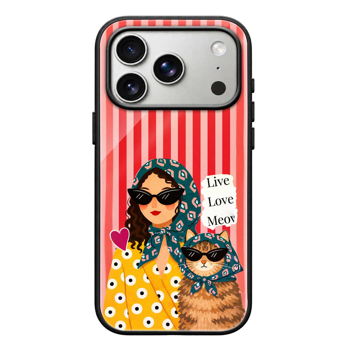 Retro Meow Glass Case