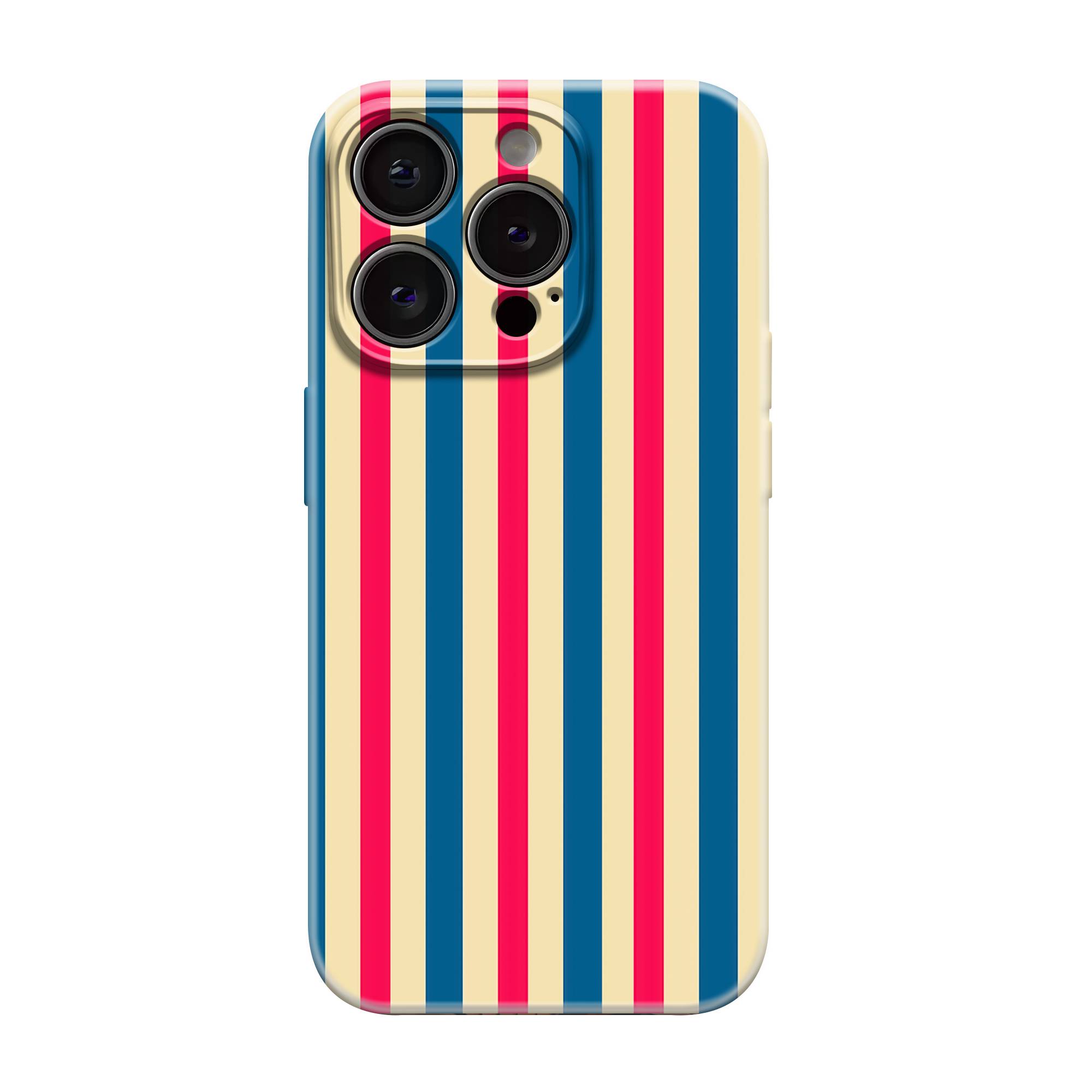 Retro Stripes Blue Glossy Hard Case