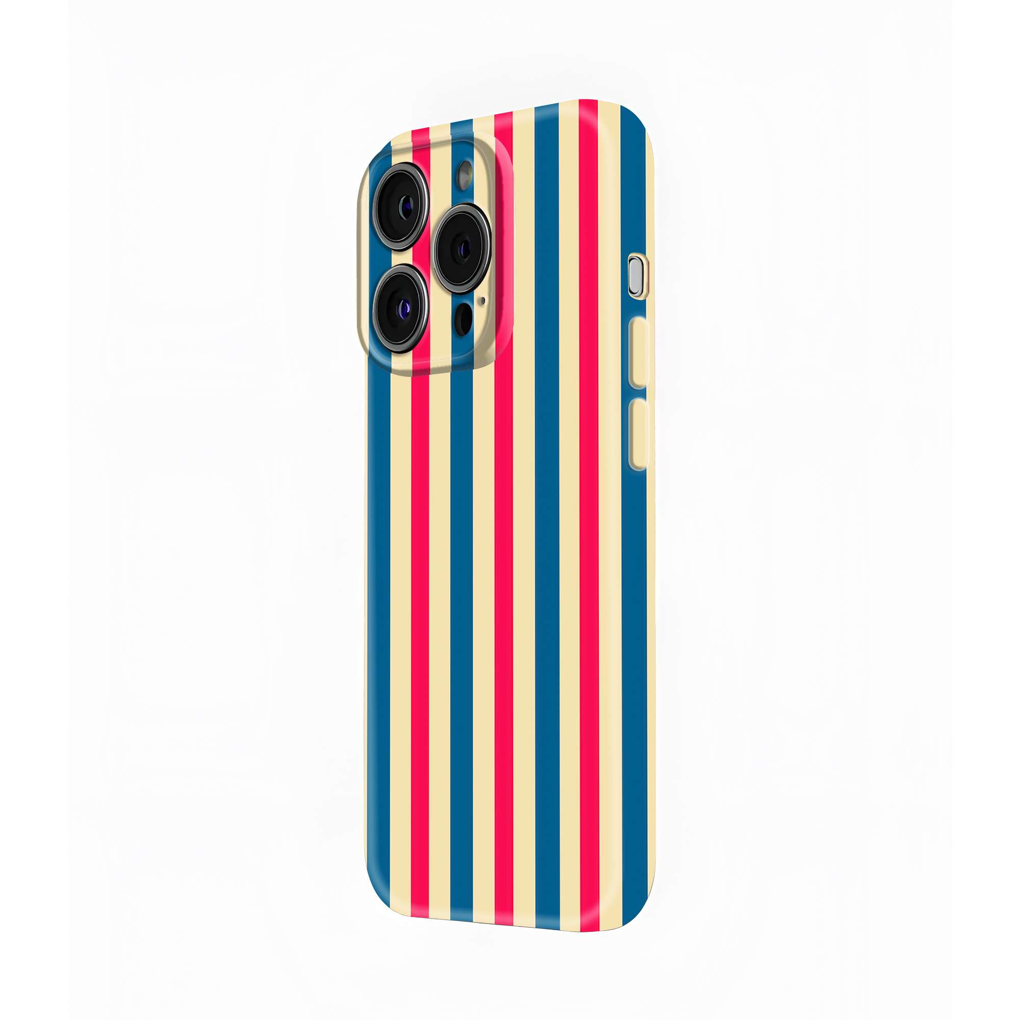 Retro Stripes Blue Glossy Hard Case