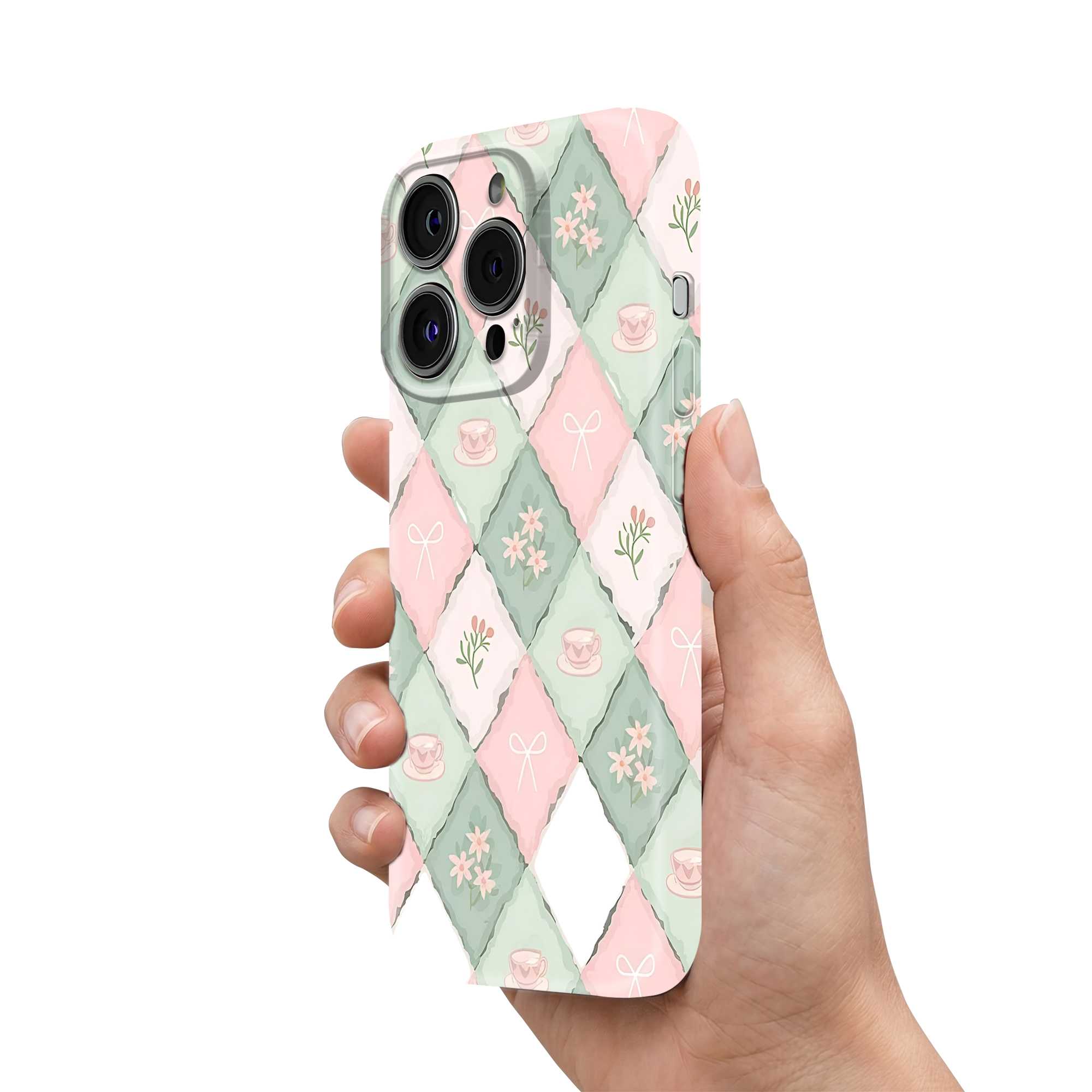 Tea Diamonds Pastel Glossy Hard Case