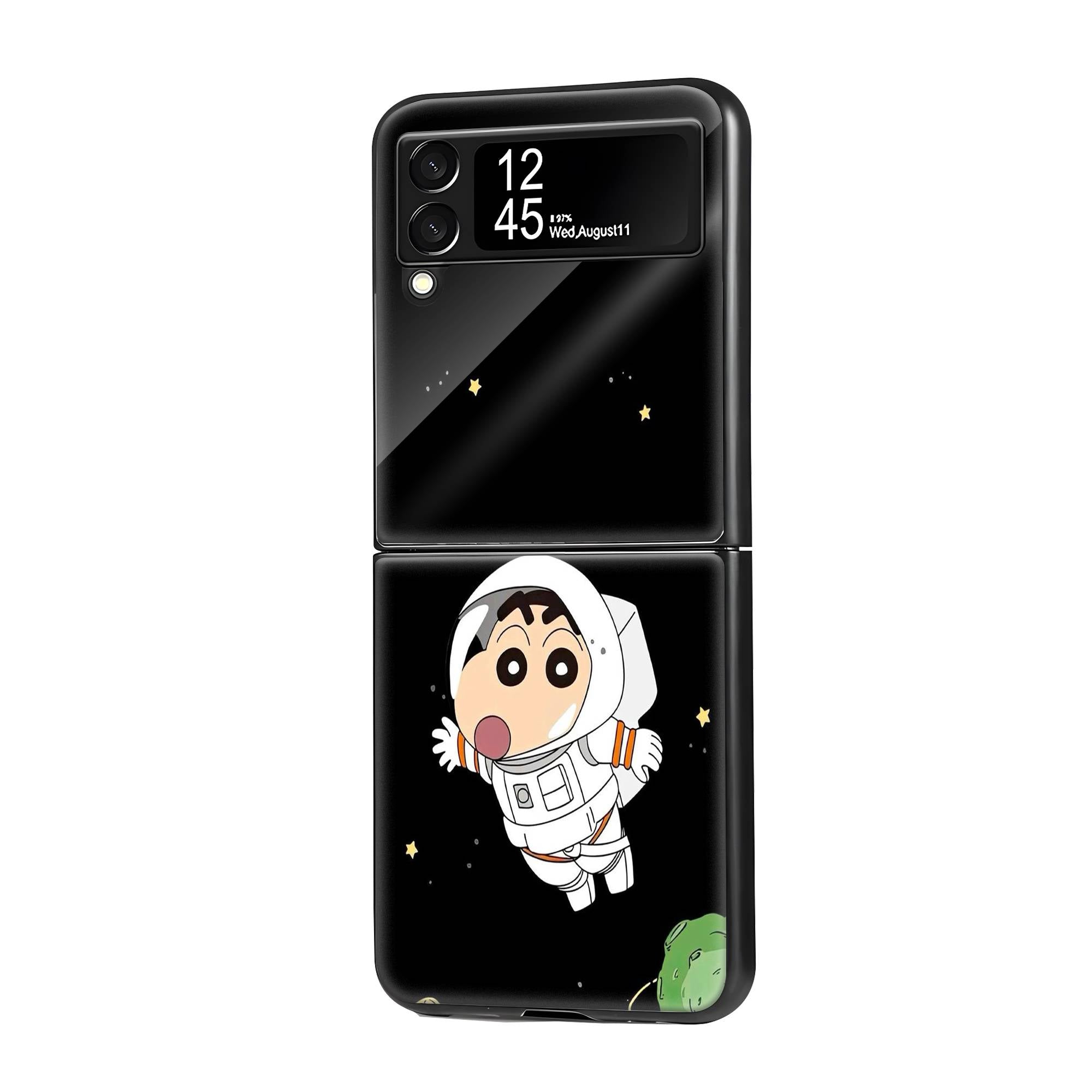 Cute Space Boy Samsung Z Flip Glass Case image 0