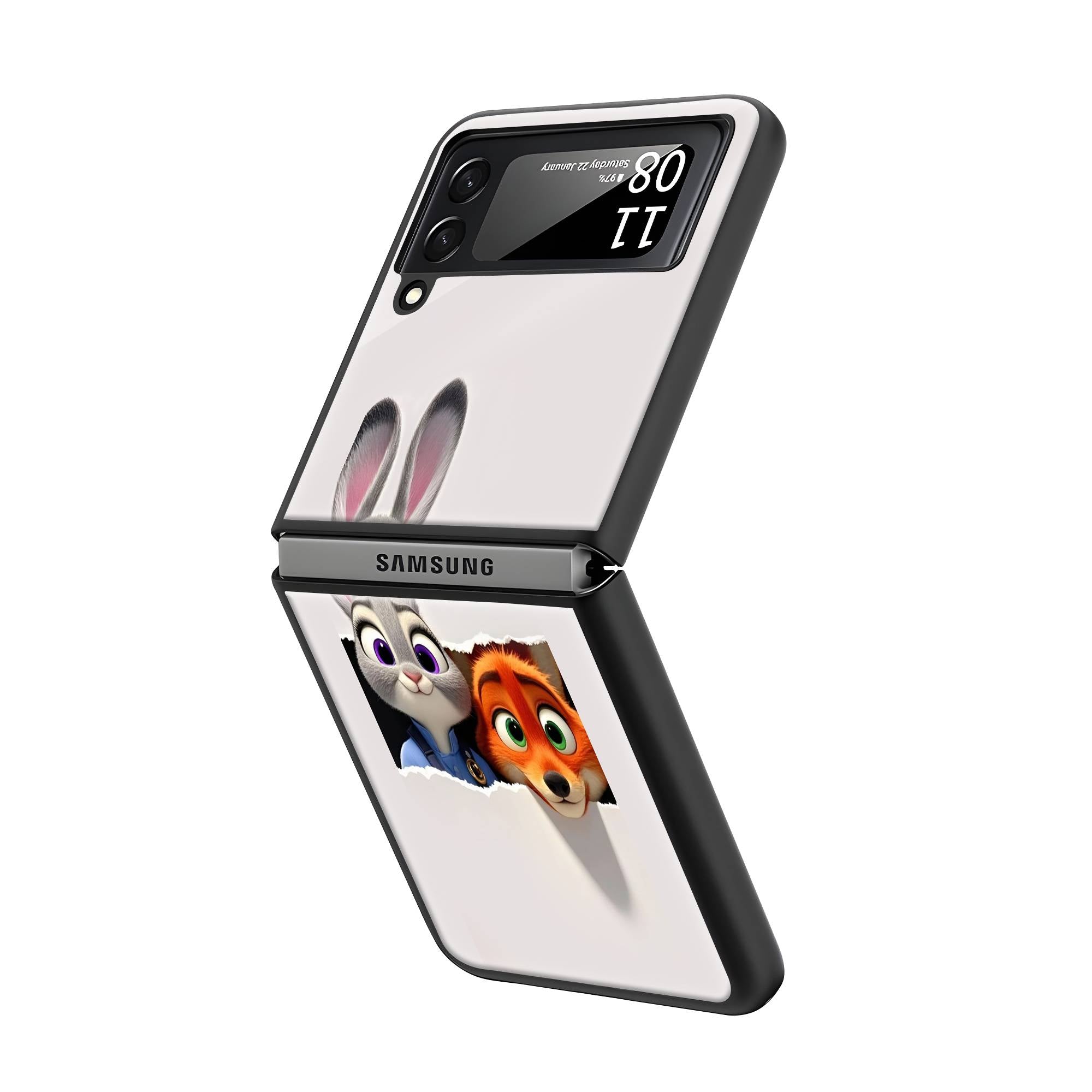 Zootopia Duo Samsung Z Flip Glass Case image 1