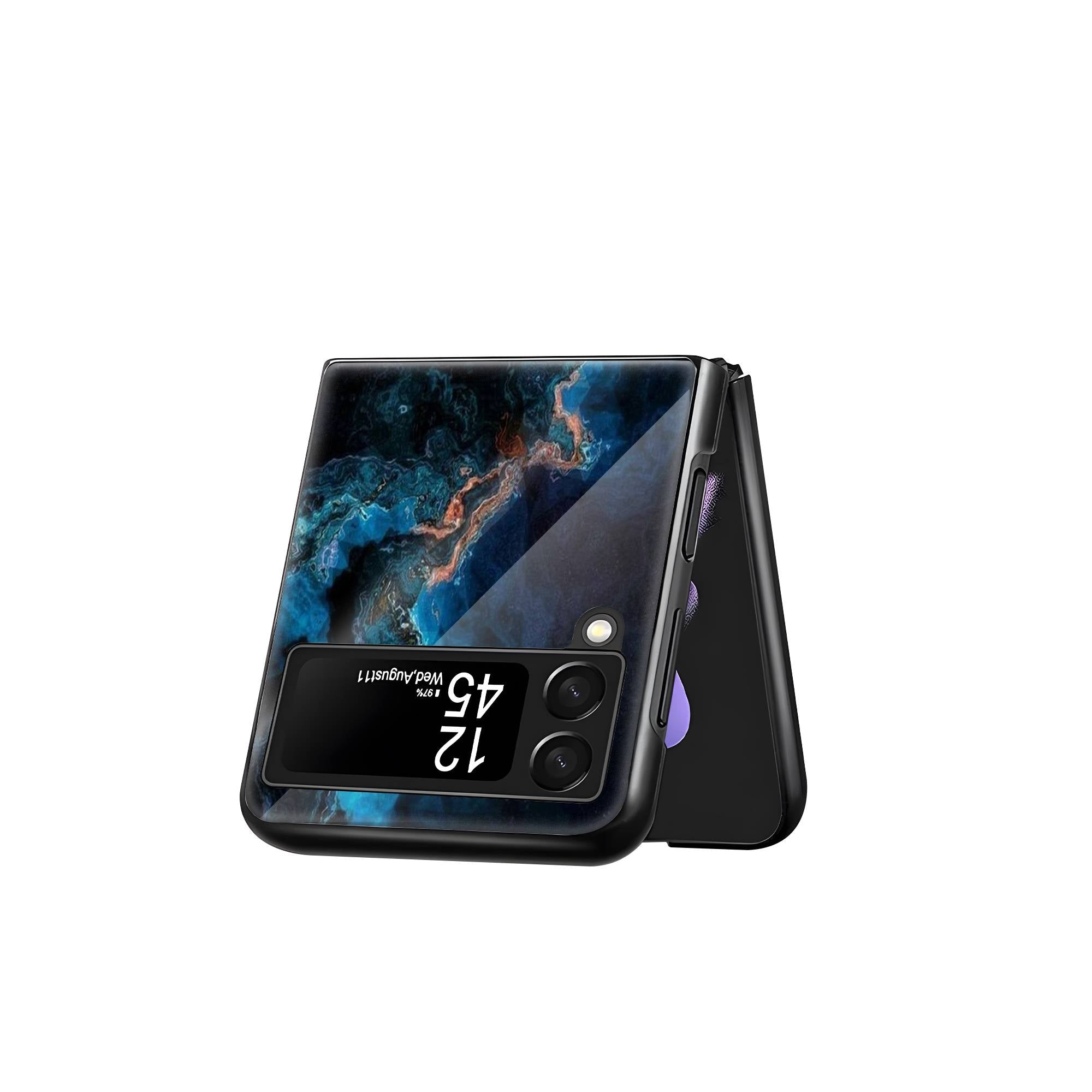 Glossy Marble Samsung Z Flip Glass Case image 2