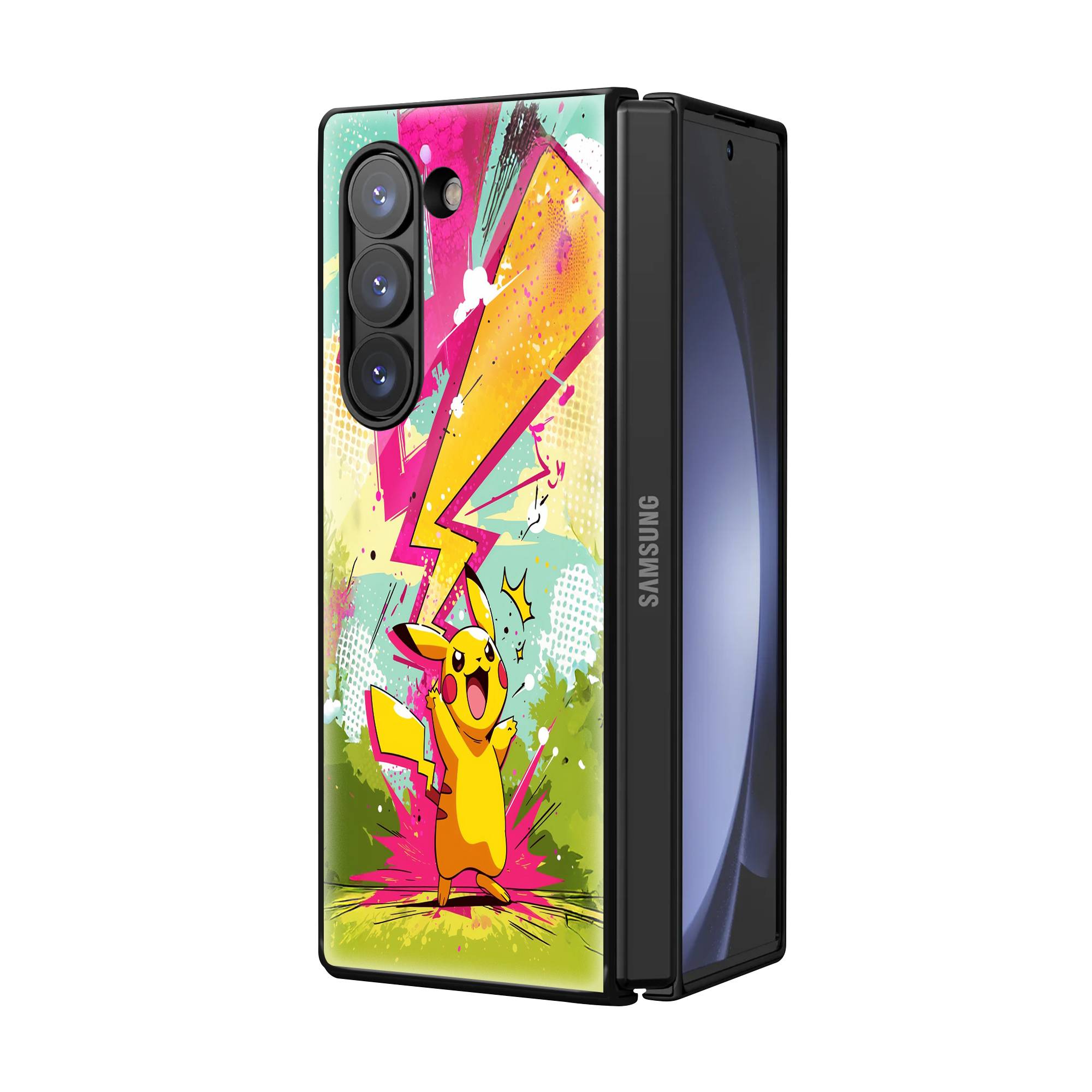 Comic Pikachu Samsung Z Fold Glass Case image 1