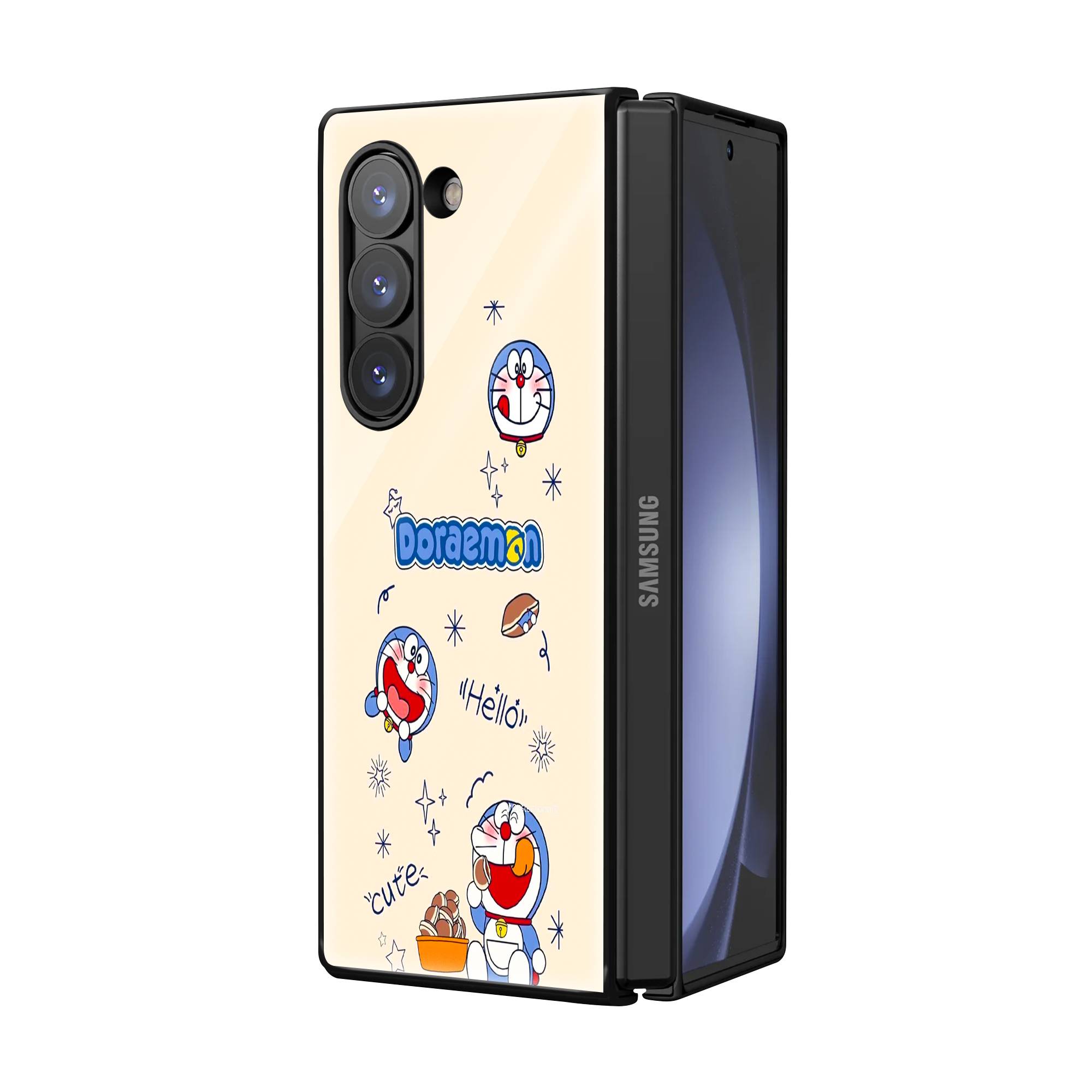 Cute Doraemon Samsung Z Fold Glass Case image 1