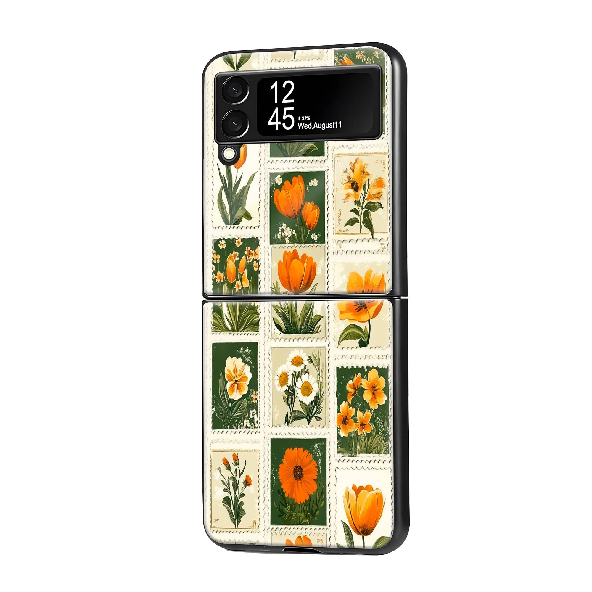 Floral Postage Samsung Z Flip Glass Case image 0