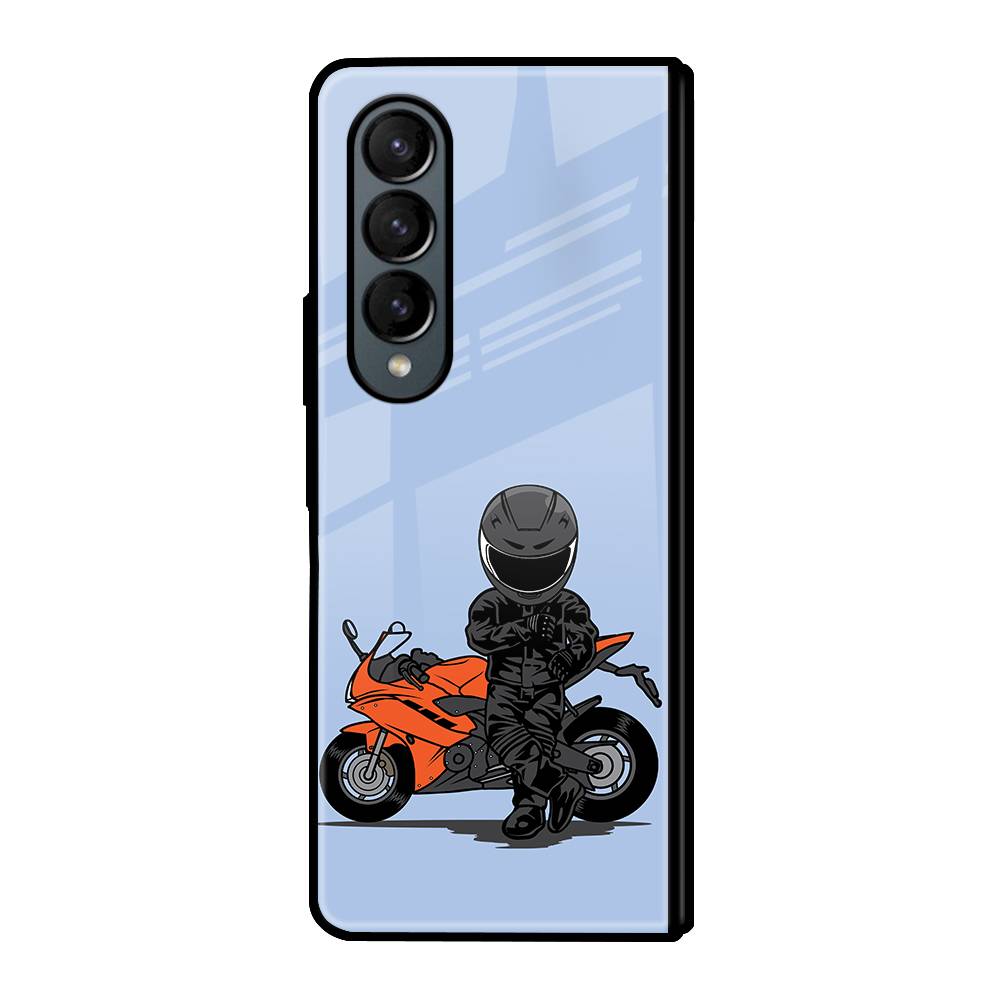 Biker Standing Samsung Z Fold 3 Glass Case image 0