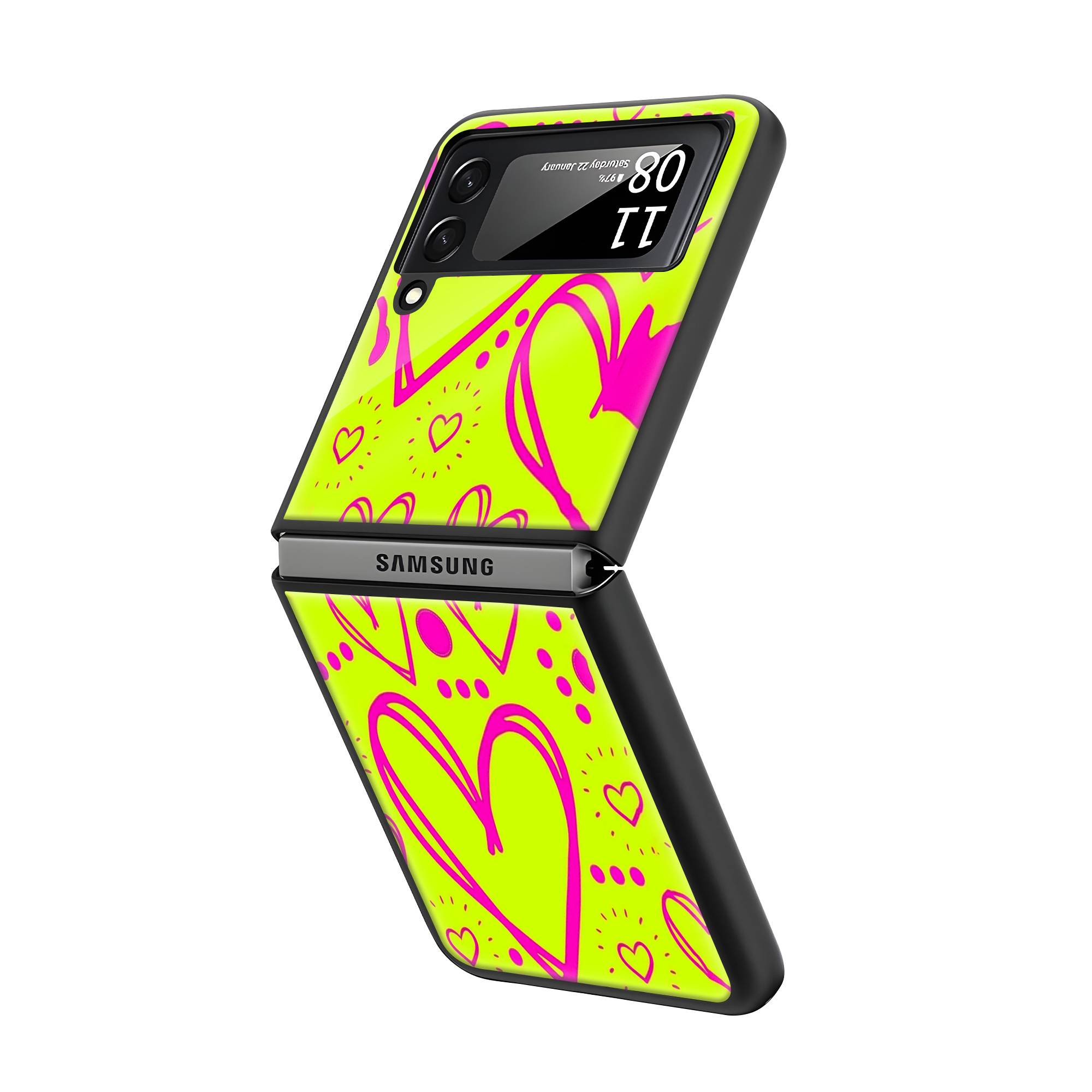 Neon Heart Samsung Z Flip Glass Case image 1