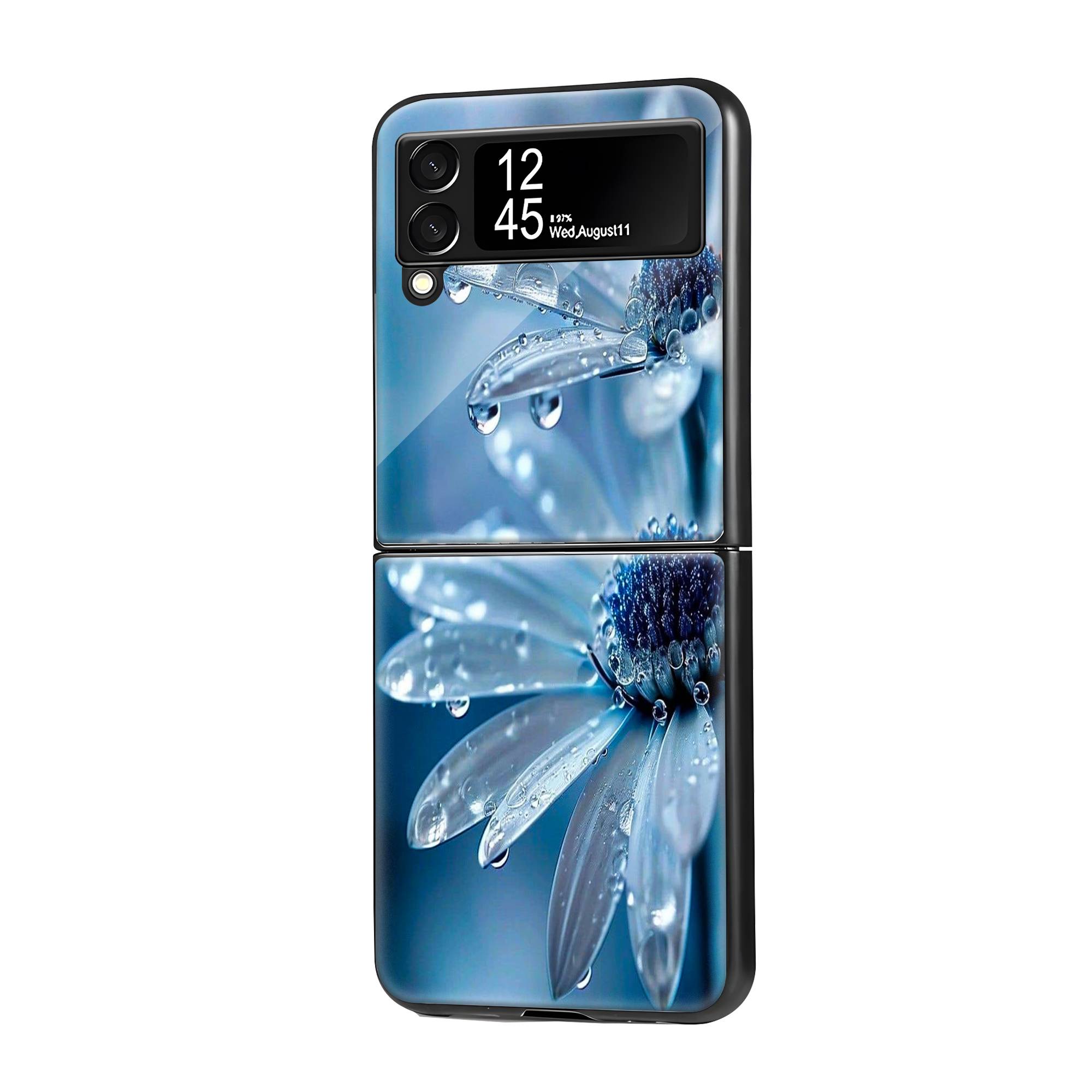 Blue Flowers Samsung Z Flip Glass Case image 0