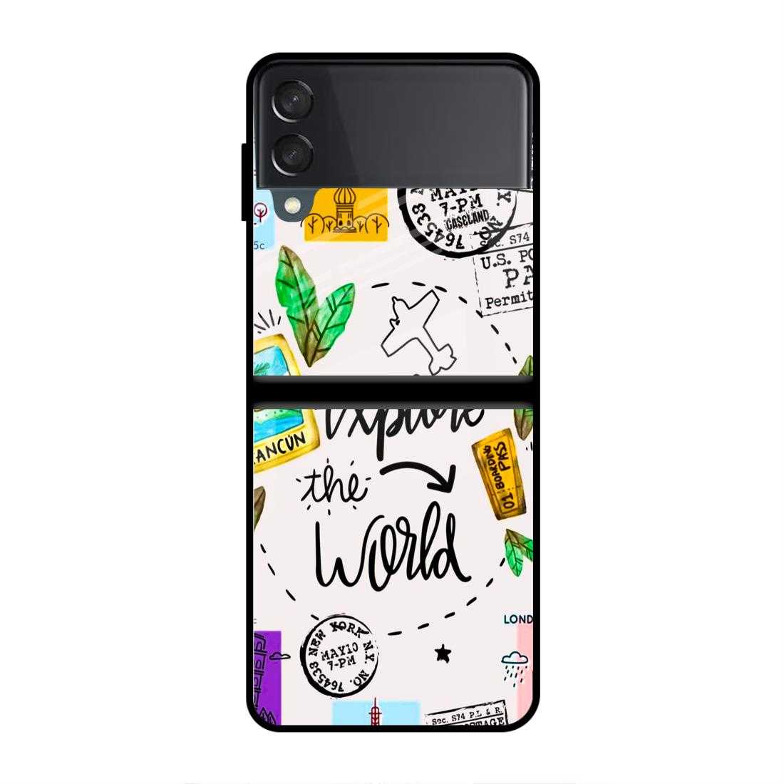 Explore The World Samsung Z Flip 4 Glass Case image 0