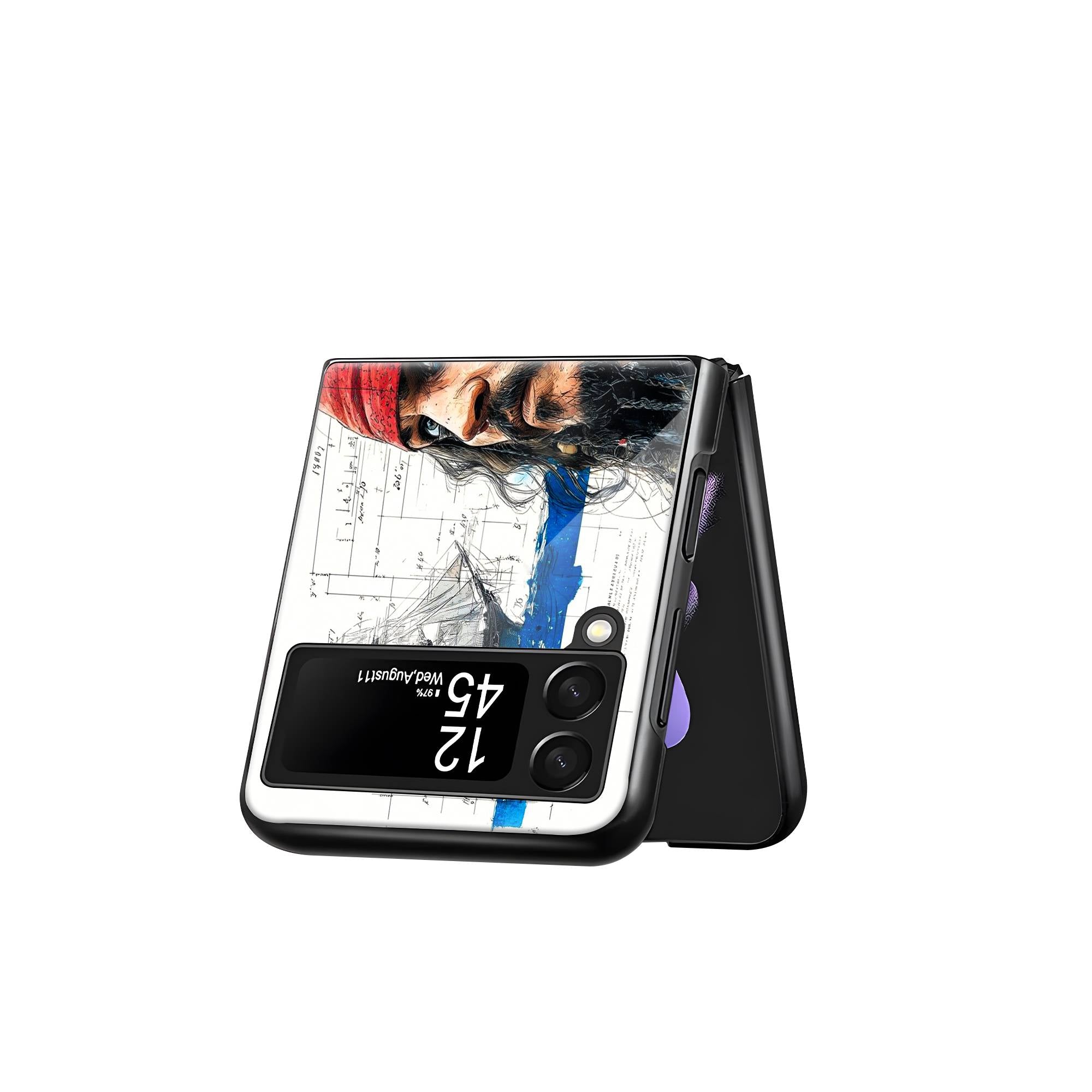 Captain's Sketch Samsung Z Flip Glass Case image 2