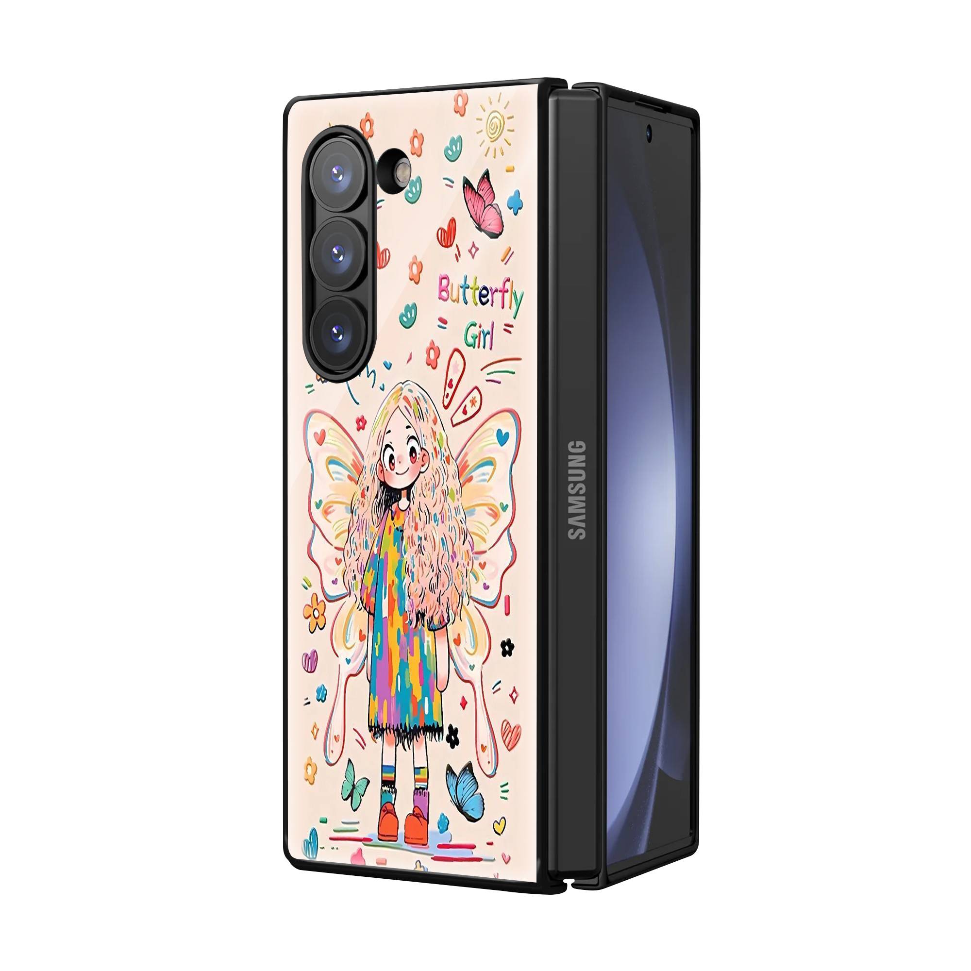 Joyful Doodle Samsung Z Fold Glass Case image 1