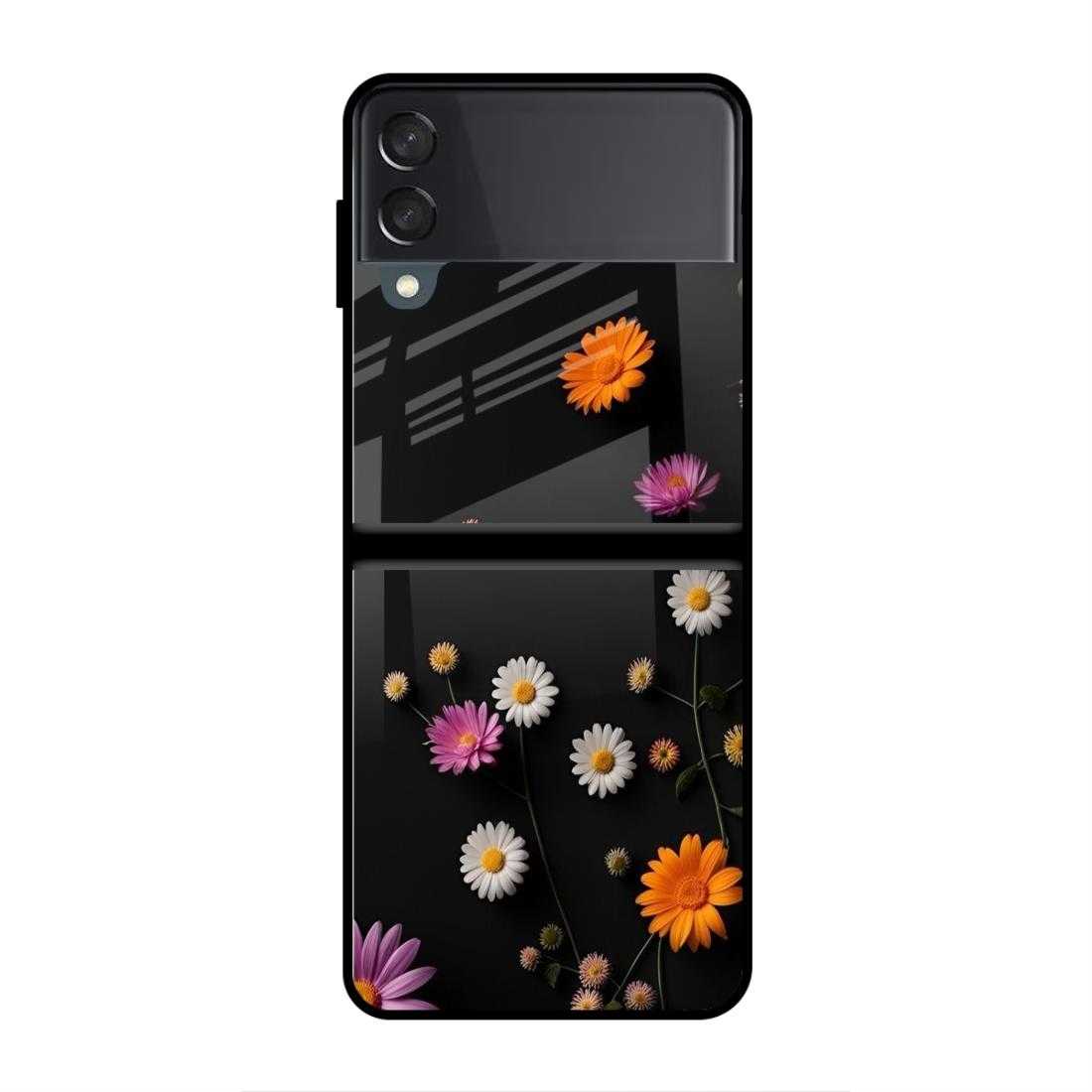Colorful Flower Samsung Z Flip 4 Glass Case image 0
