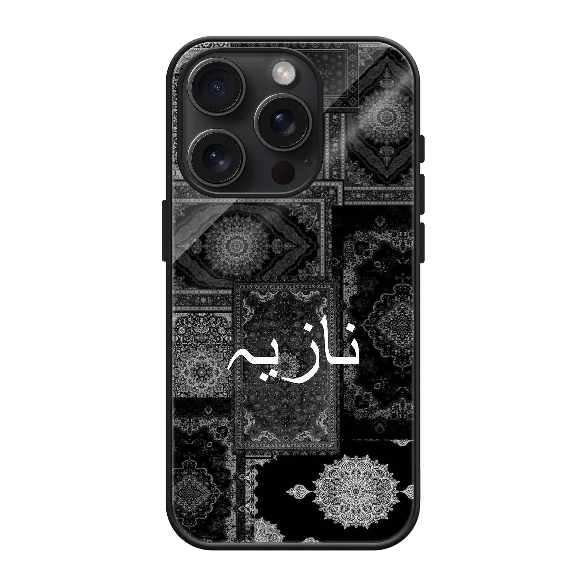 Black Vintage Carpet Glass Name Case image 0