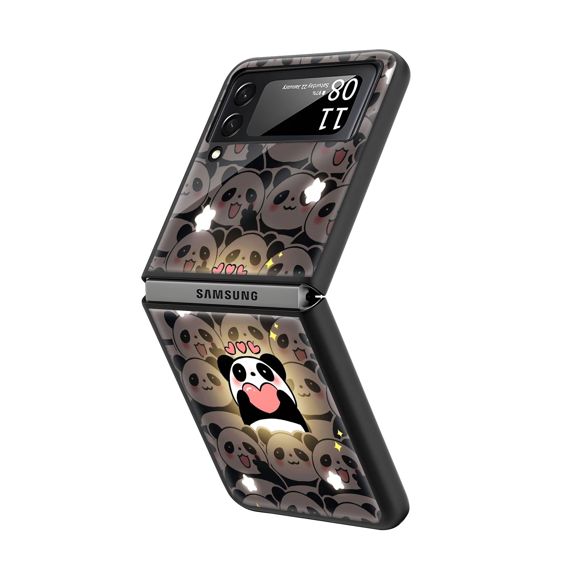 Panda Party Samsung Z Flip Glass Case image 1