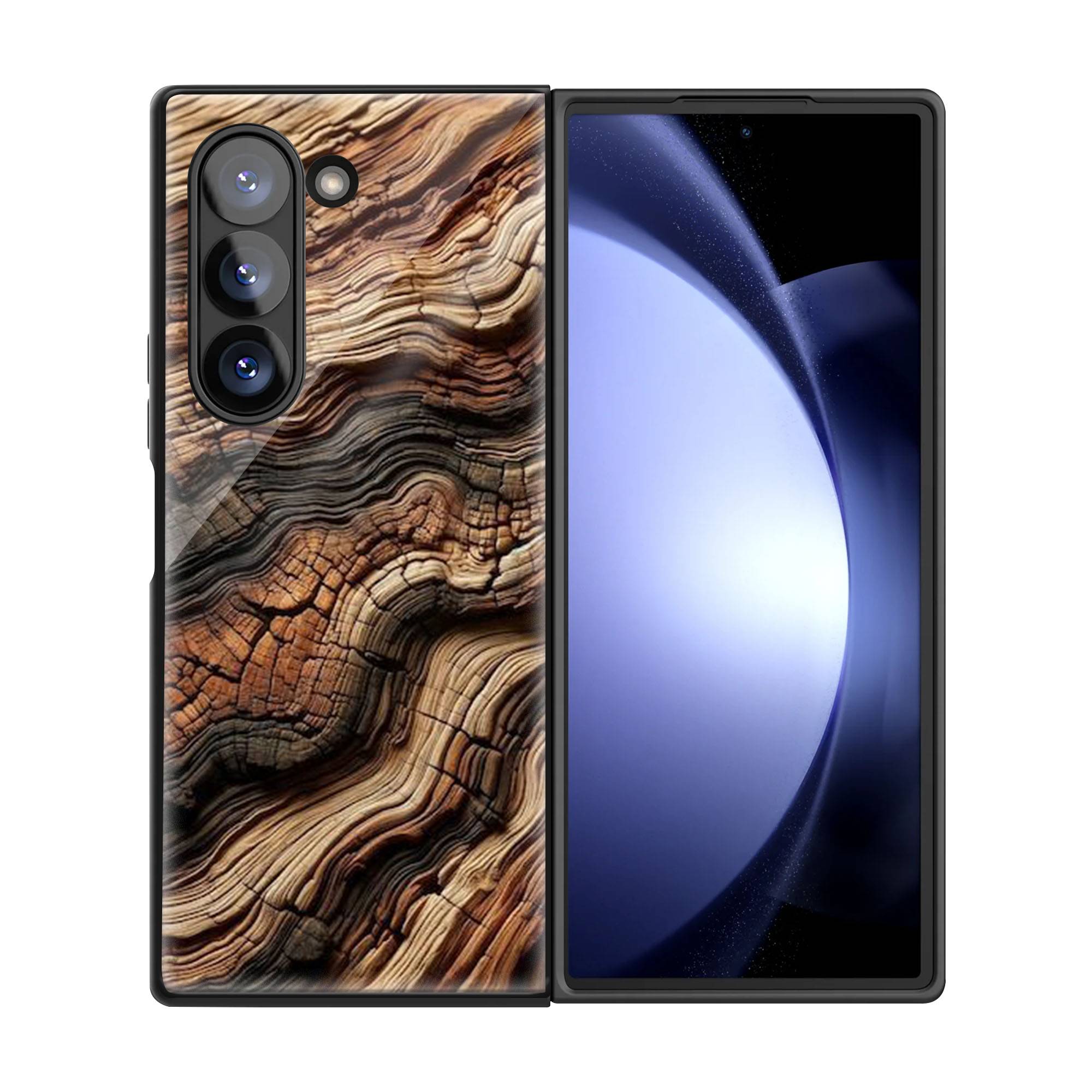 Wooden Texture Samsung Z Fold Glass Case image 2