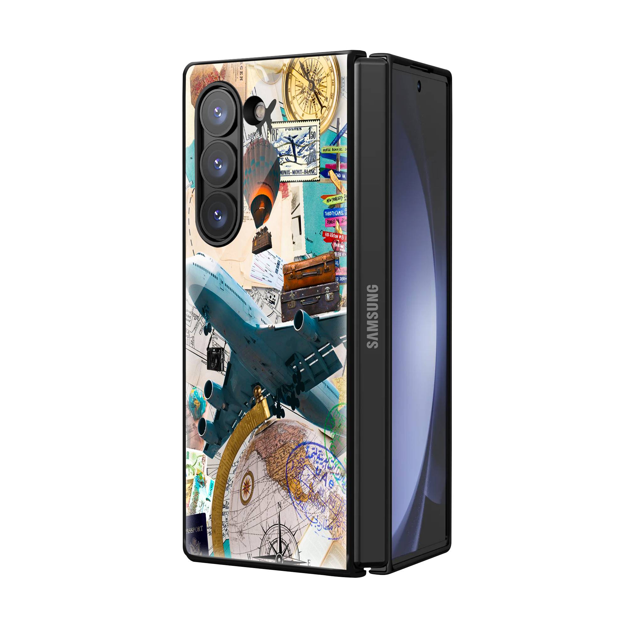 Travel Scrapbook Samsung Z Fold Glass Case image 1