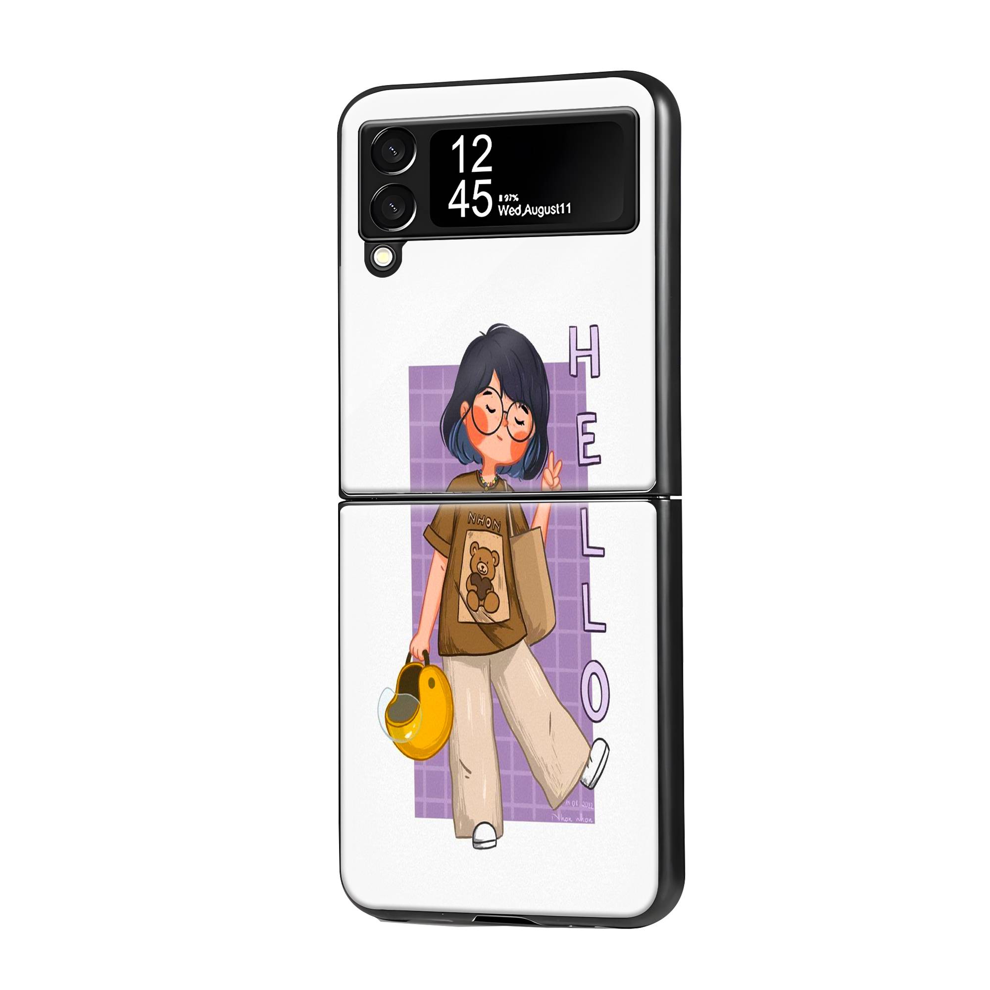 Hello Samsung Z Flip Glass Case image 0