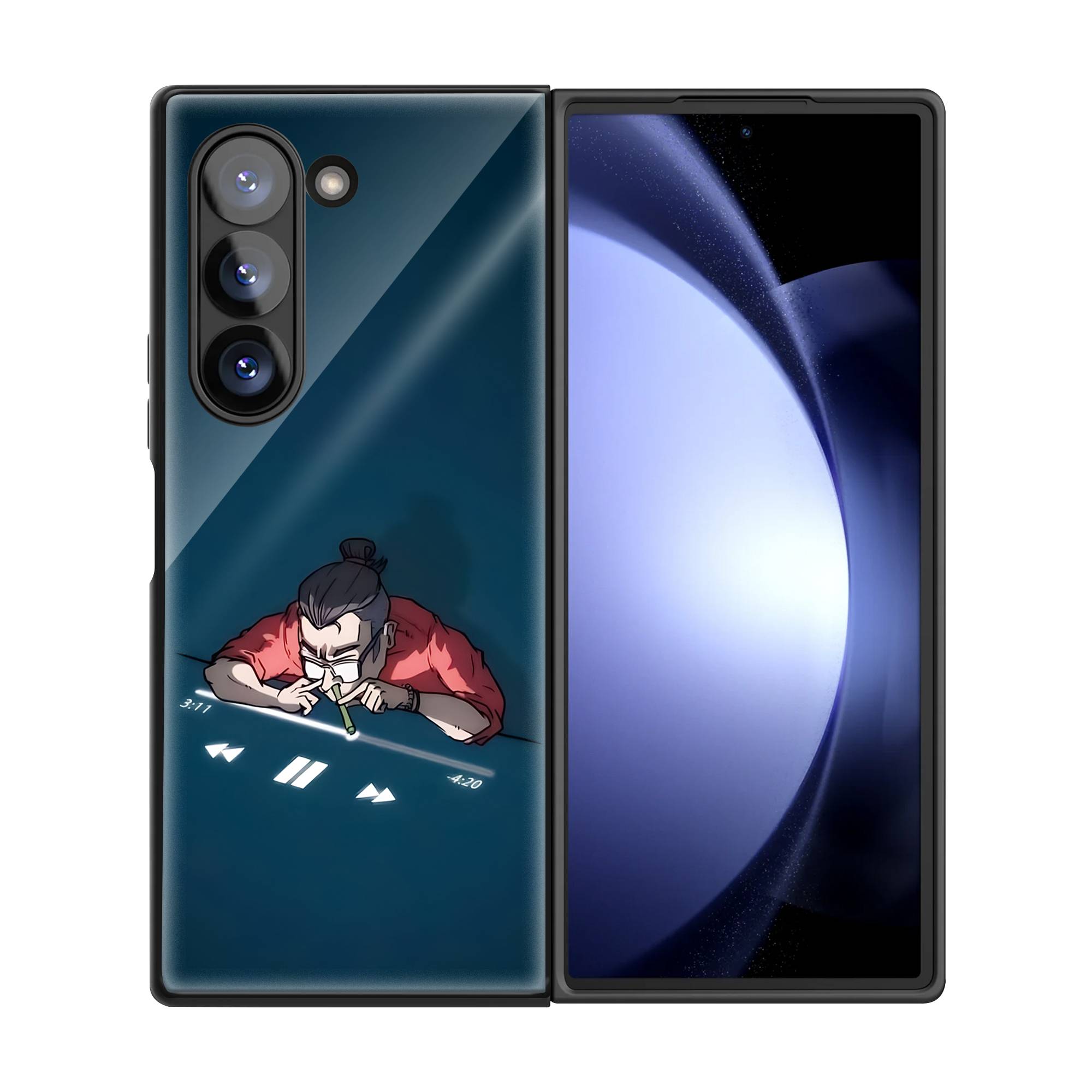 Play Pause Samsung Z Fold Glass Case image 2