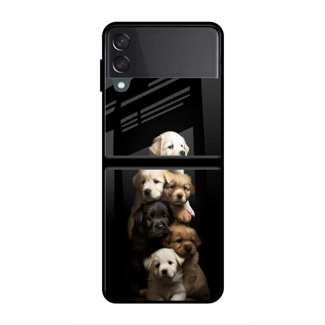 Cute Puppies Samsung Z Flip 4 Glass Case image 0