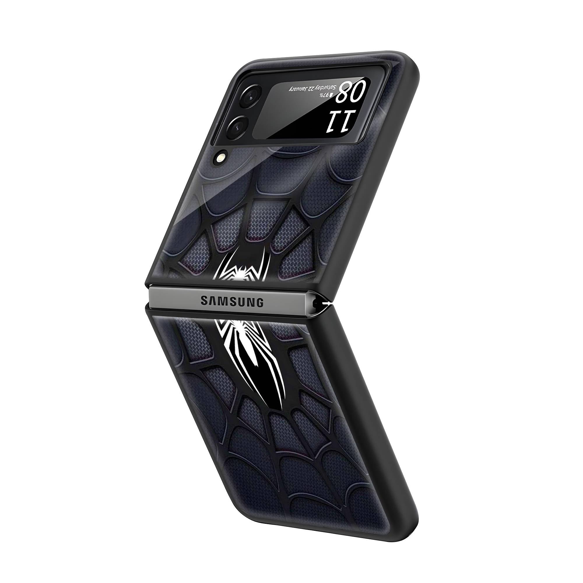 Black Spider-Man Samsung Z Flip Glass Case image 1