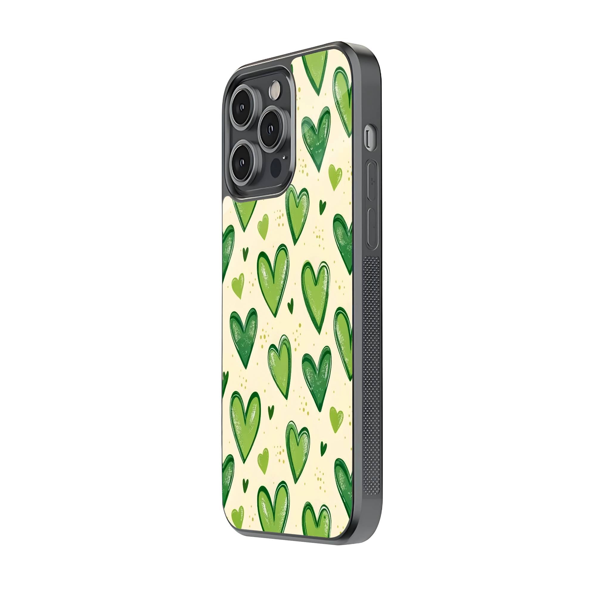 Green Hearts Glass Case image 1