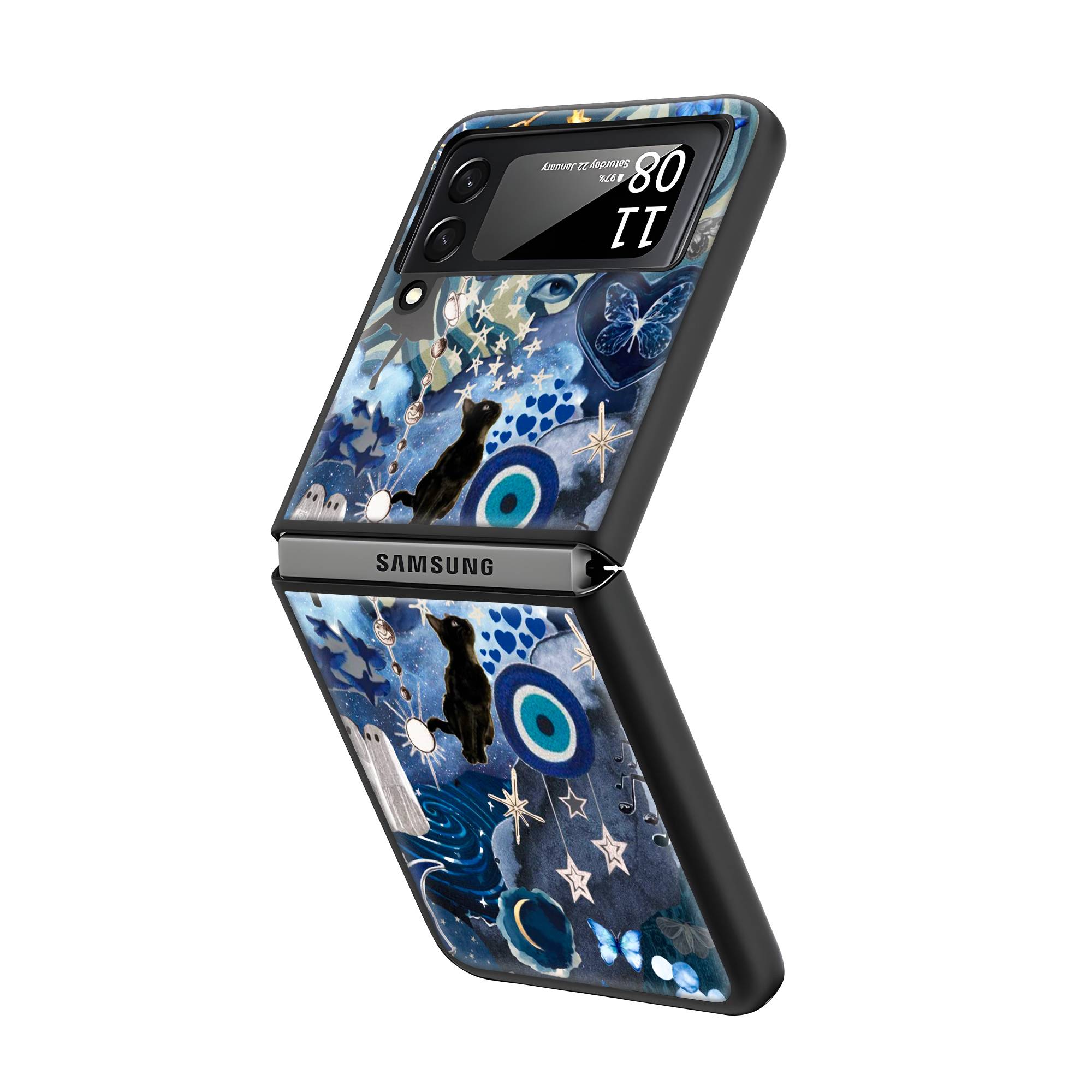 Blue Galaxy Samsung Z Flip Glass Case image 1