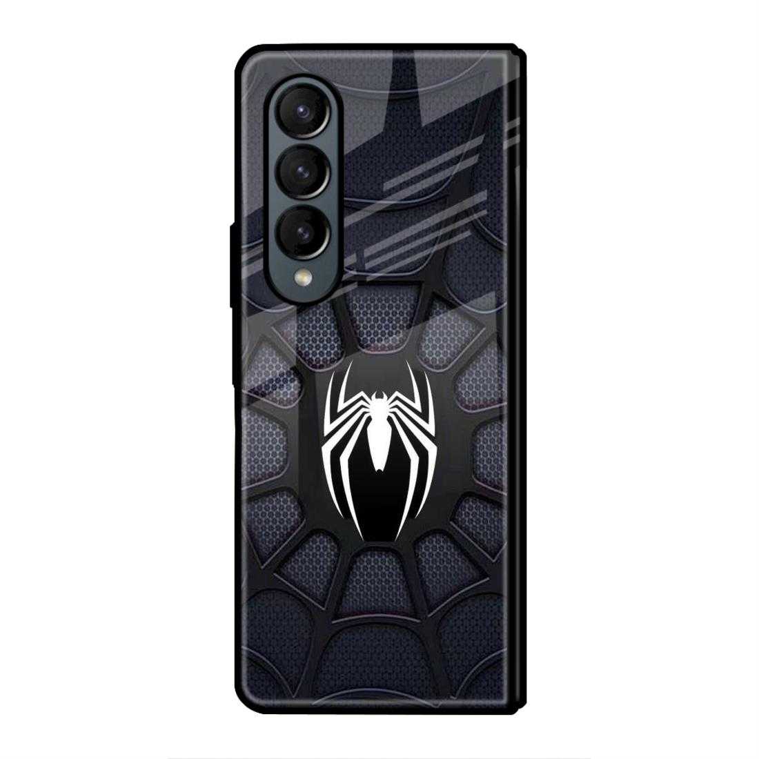 Black Spider-Man Samsung Z Fold 3 Glass Case image 0