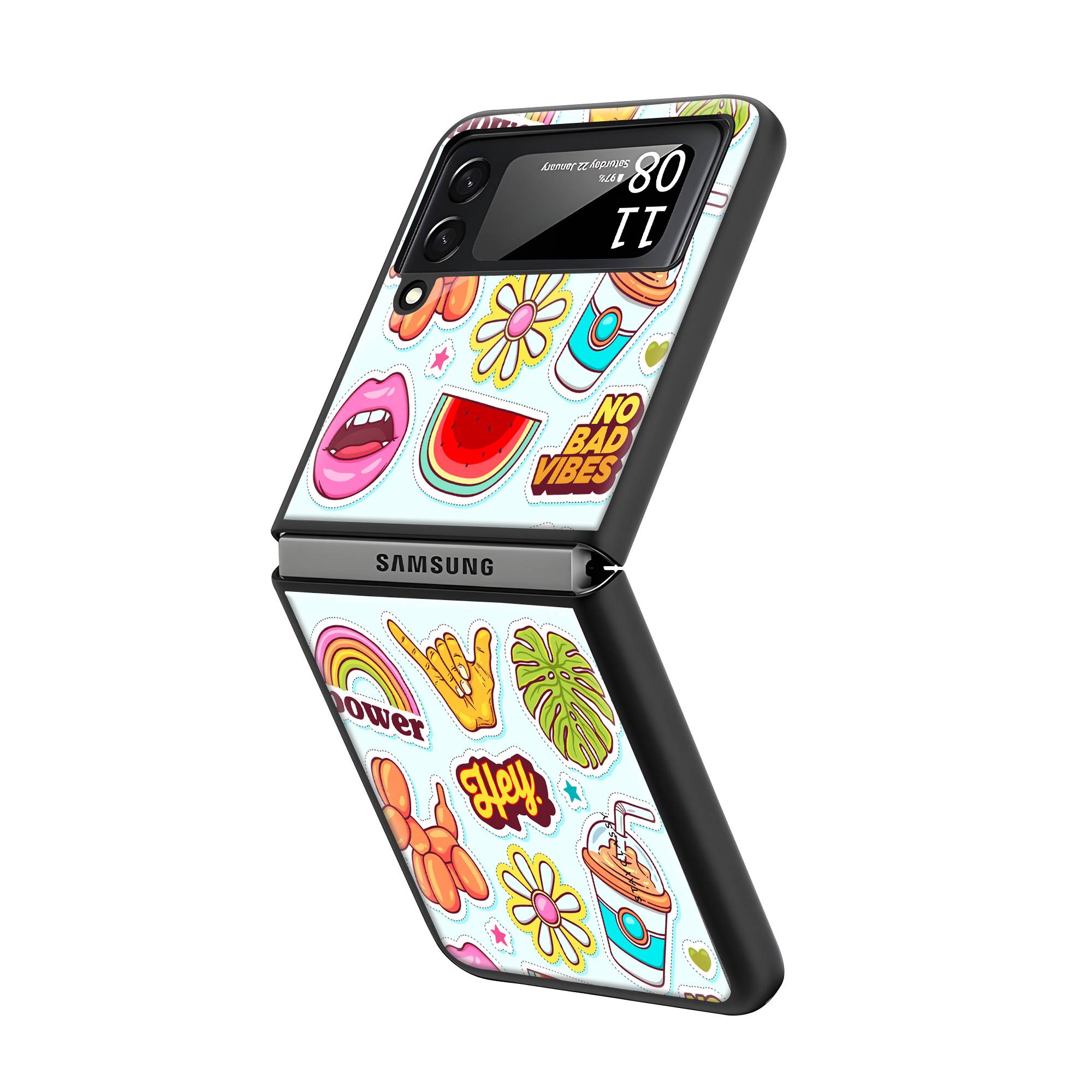 Sticker Collection Samsung Z Flip Glass Case image 1